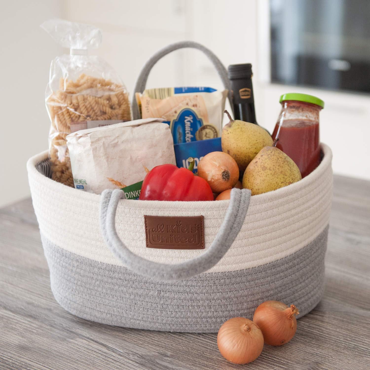 Wickeltasche Baby Organizer - Stabiler Windelkorb aus Leinen