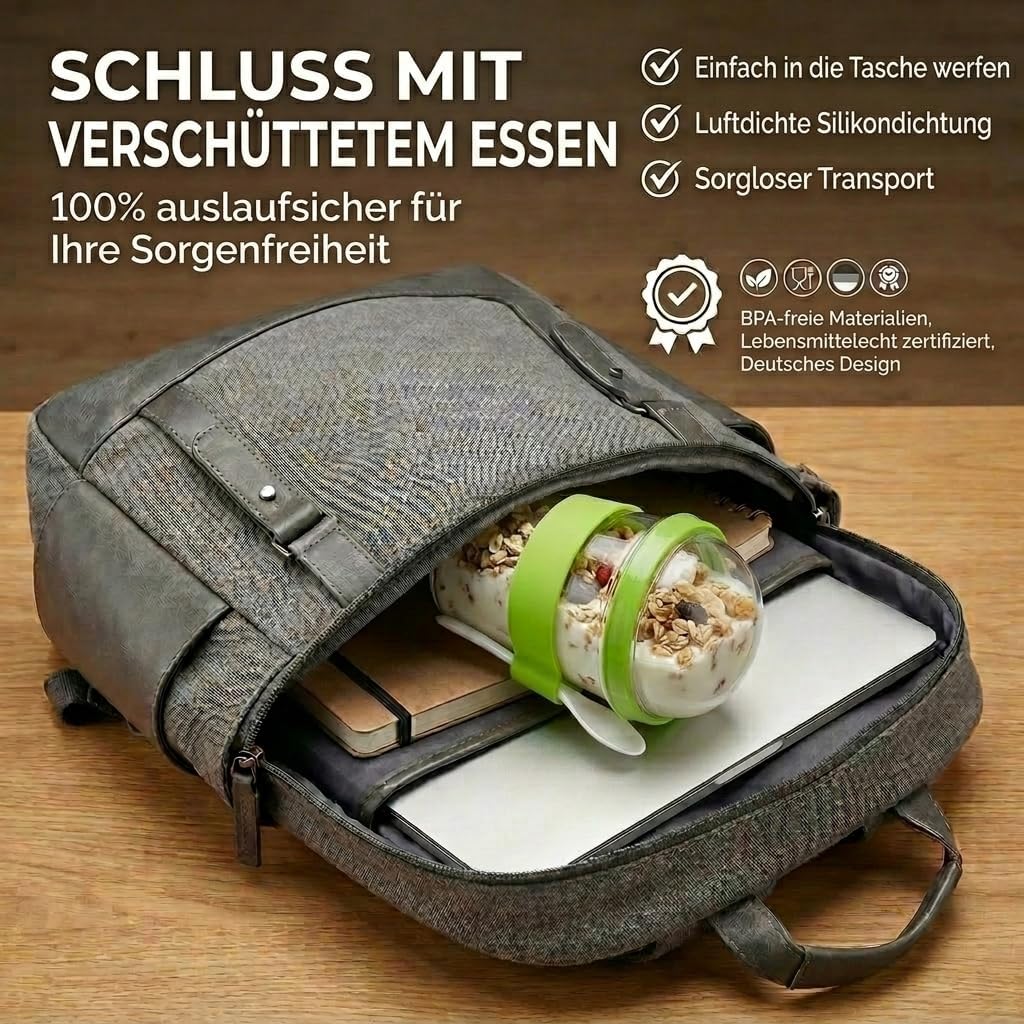 Joghurt- & Müsli-Becher für Unterwegs - 2-in-1 Müsli 2 go Becher Blau