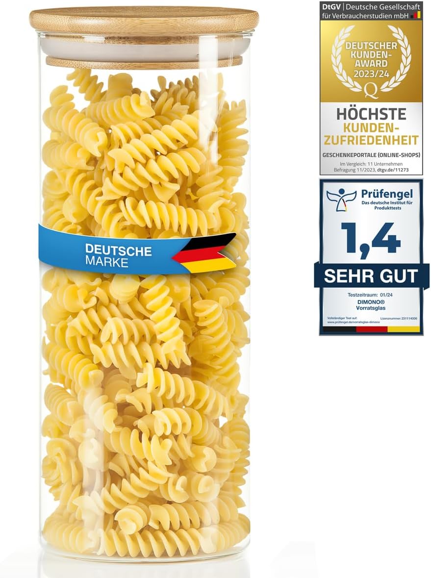 Dimono Vorratsglas aus Borosilikatglas mit Bambus-Deckel (0,5L)