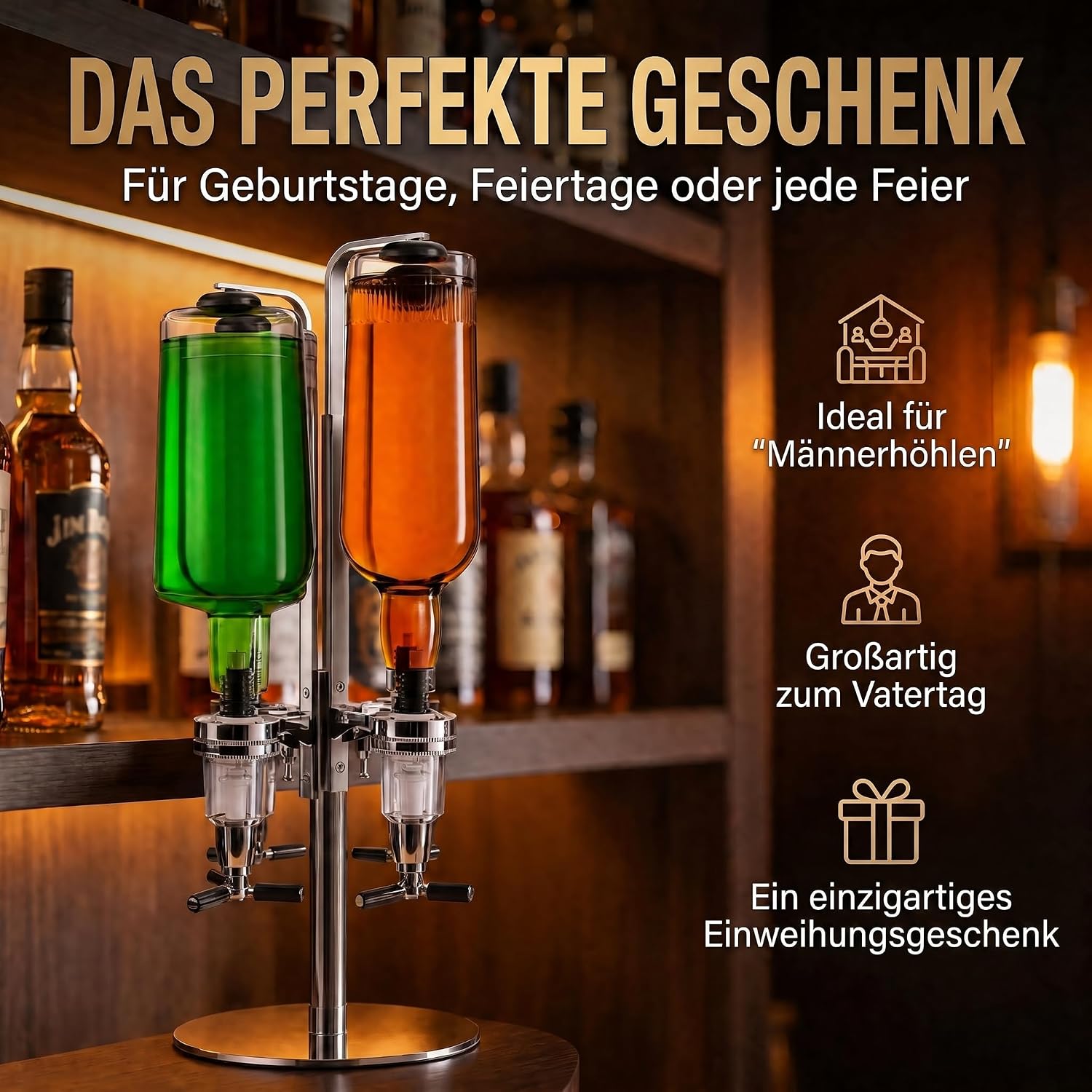 4-fach Wand-Spirituosenspender - Hochwertiger Bar-Butler & Portionierer