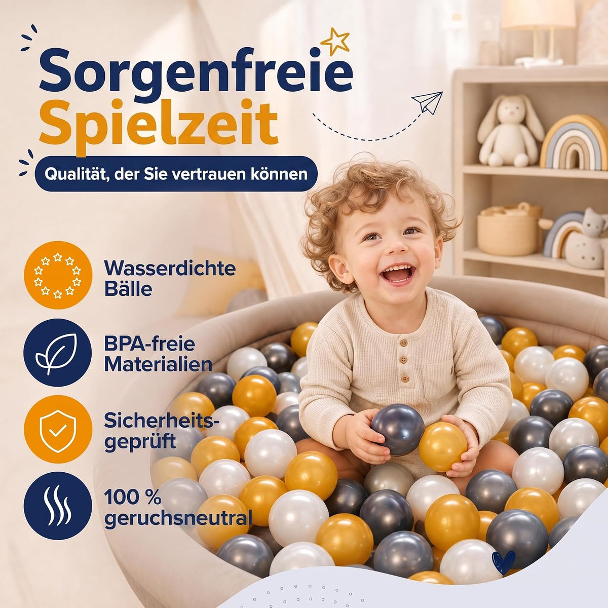 Bällebad-Bälle Gold/Weiß/Silber #Farbe_Gold/Weiß/Silber