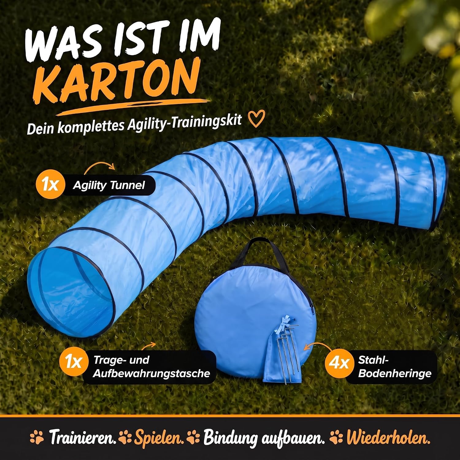 Hunde Agility Tunnel 500cm - Robuster Spieltunnel für Agility