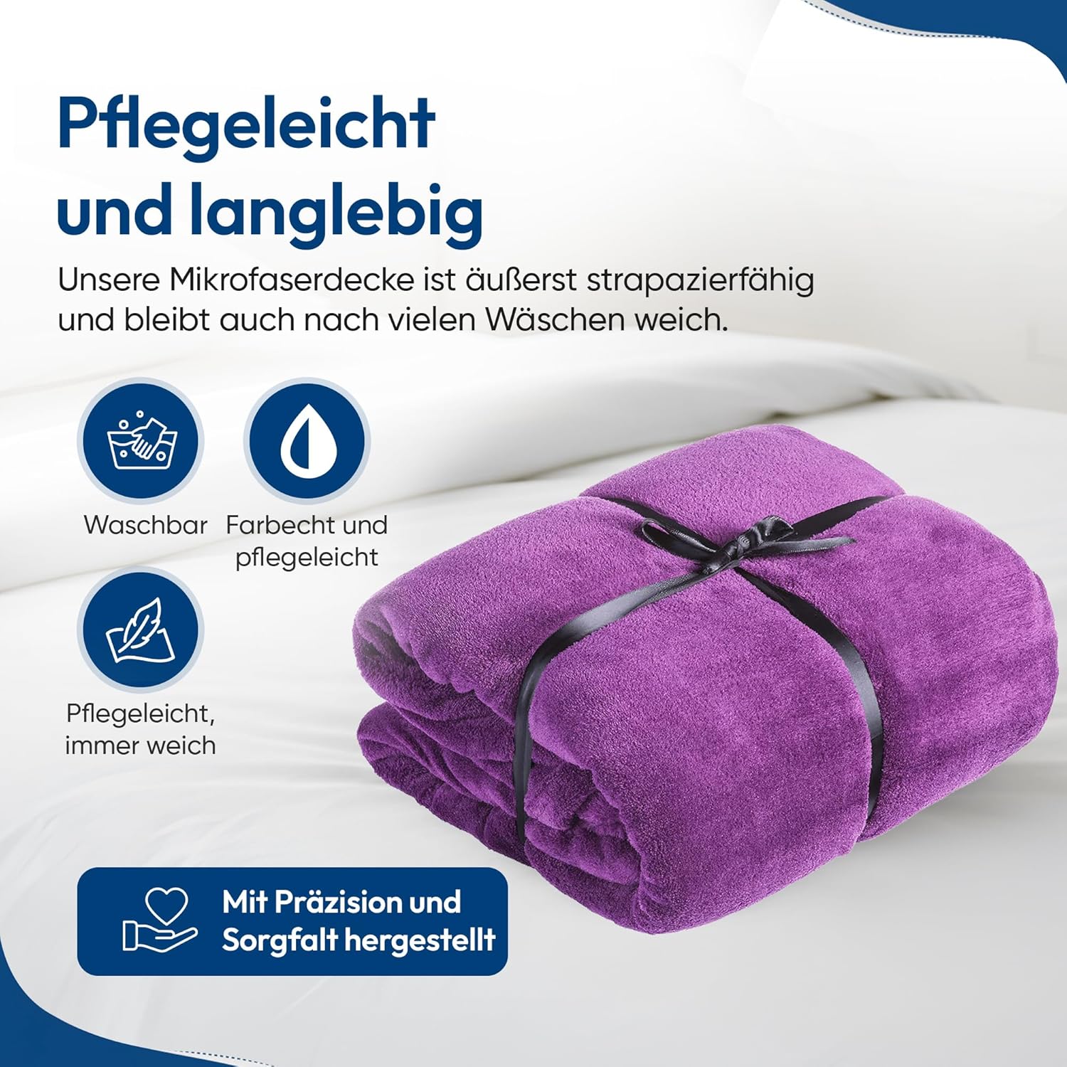 Feluna XXL Kuscheldecke 220x200 cm – Kuschelweiche Wohndecke Grau