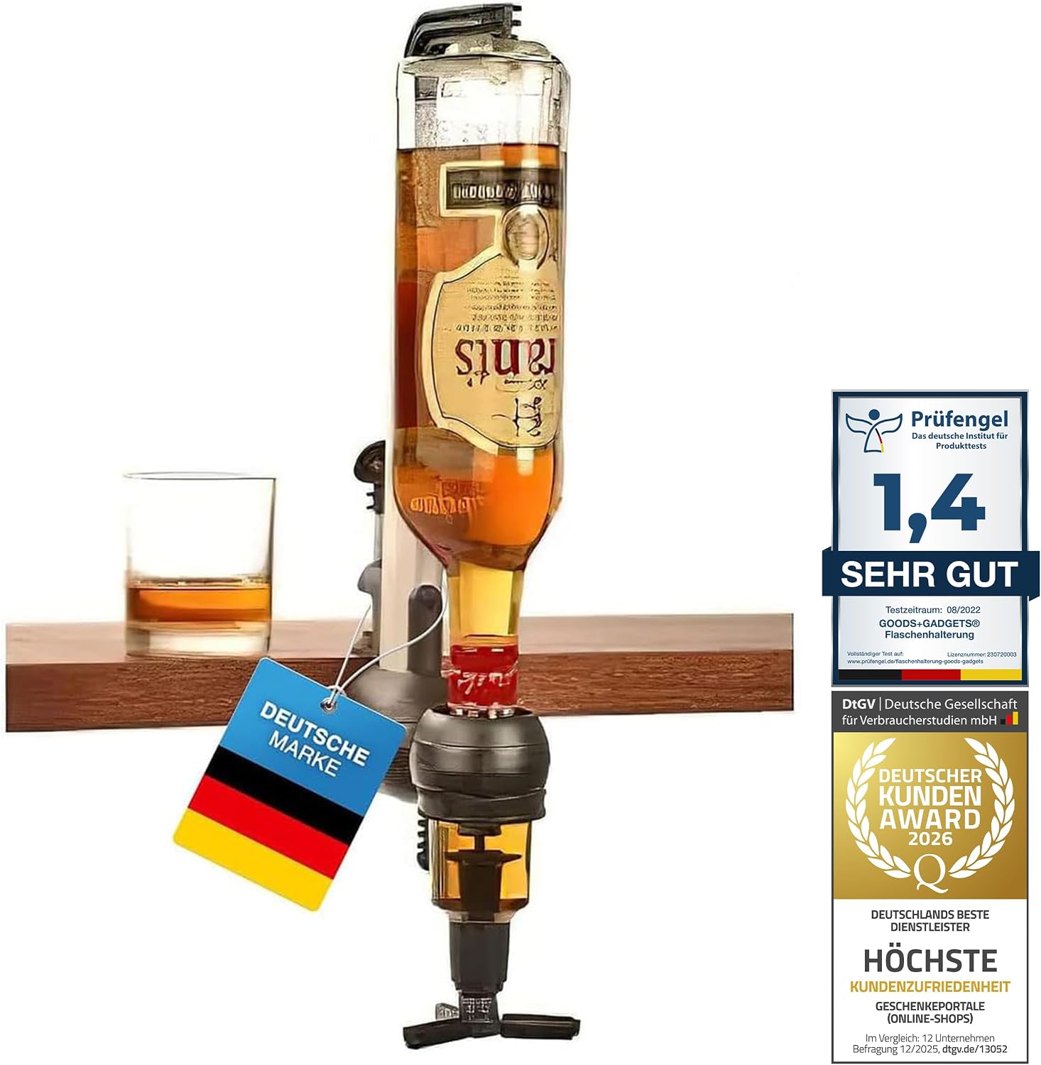 Bar-Butler Spirituosenspender 4cl – Stabile 1-fach Flaschenhalterung