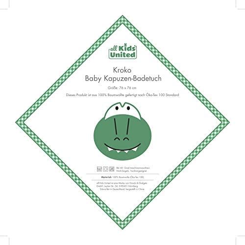 Krokodil Kapuzenhandtuch Baby - 100% Baumwolle Öko-Tex 76x76cm