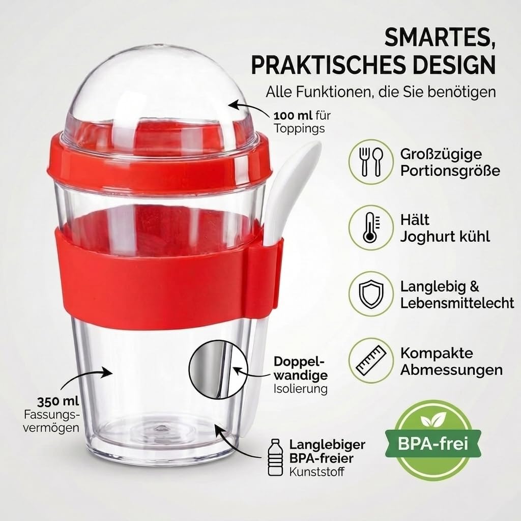 Joghurt- & Müsli-Becher für Unterwegs - 2-in-1 Müsli 2 go Becher Blau