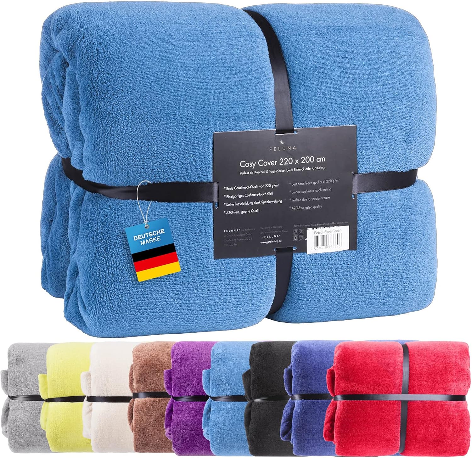 Feluna XXL Kuscheldecke 220x200 cm – Kuschelweiche Wohndecke Grau