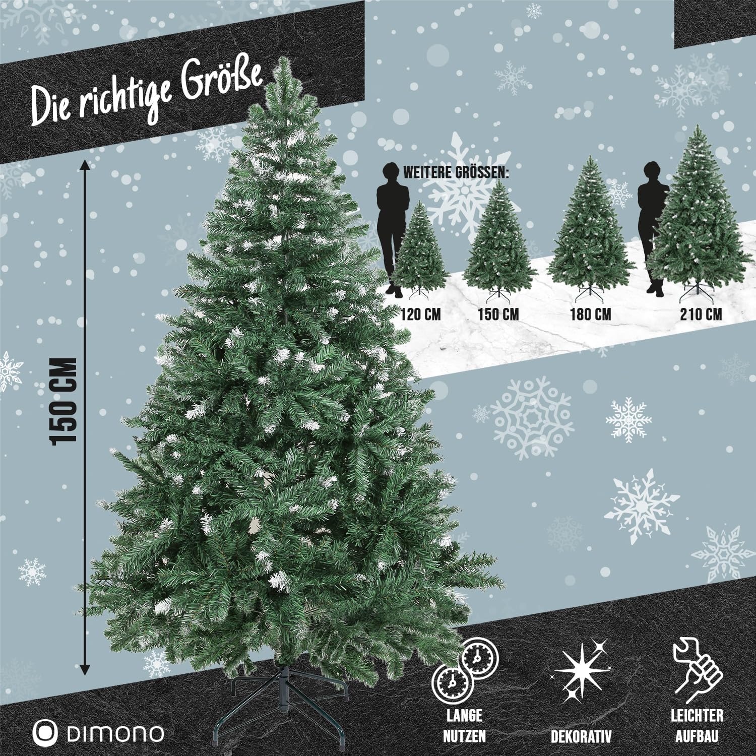Künstlicher Weihnachtsbaum 180 cm mit Schnee - Dichte Tanne