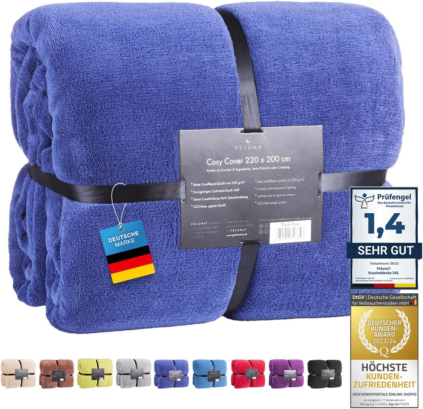 Feluna XXL Kuscheldecke 220x200 cm – Kuschelweiche Wohndecke Grau