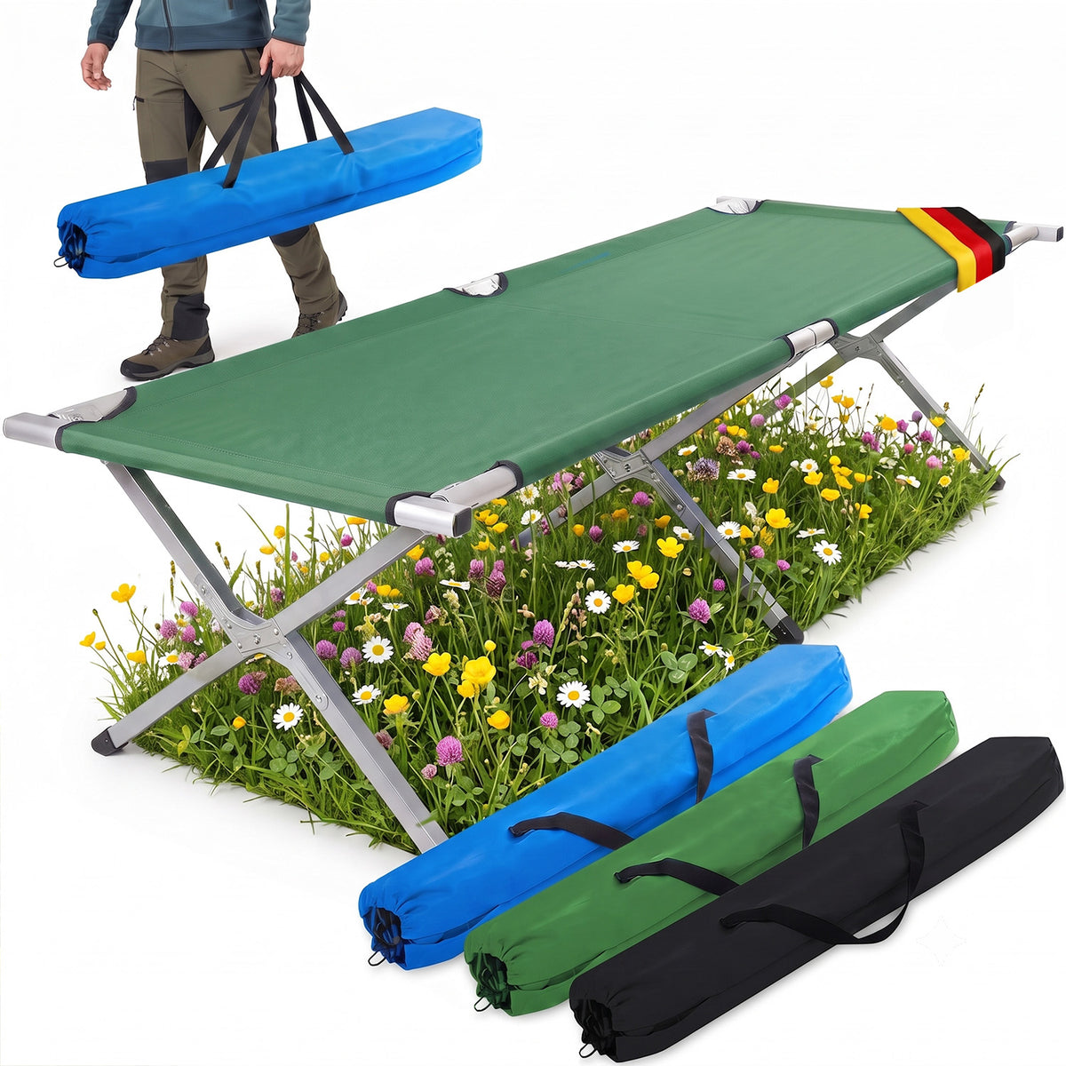 Faltbares Army Feldbett aus Aluminium - Stabiles Campingbett