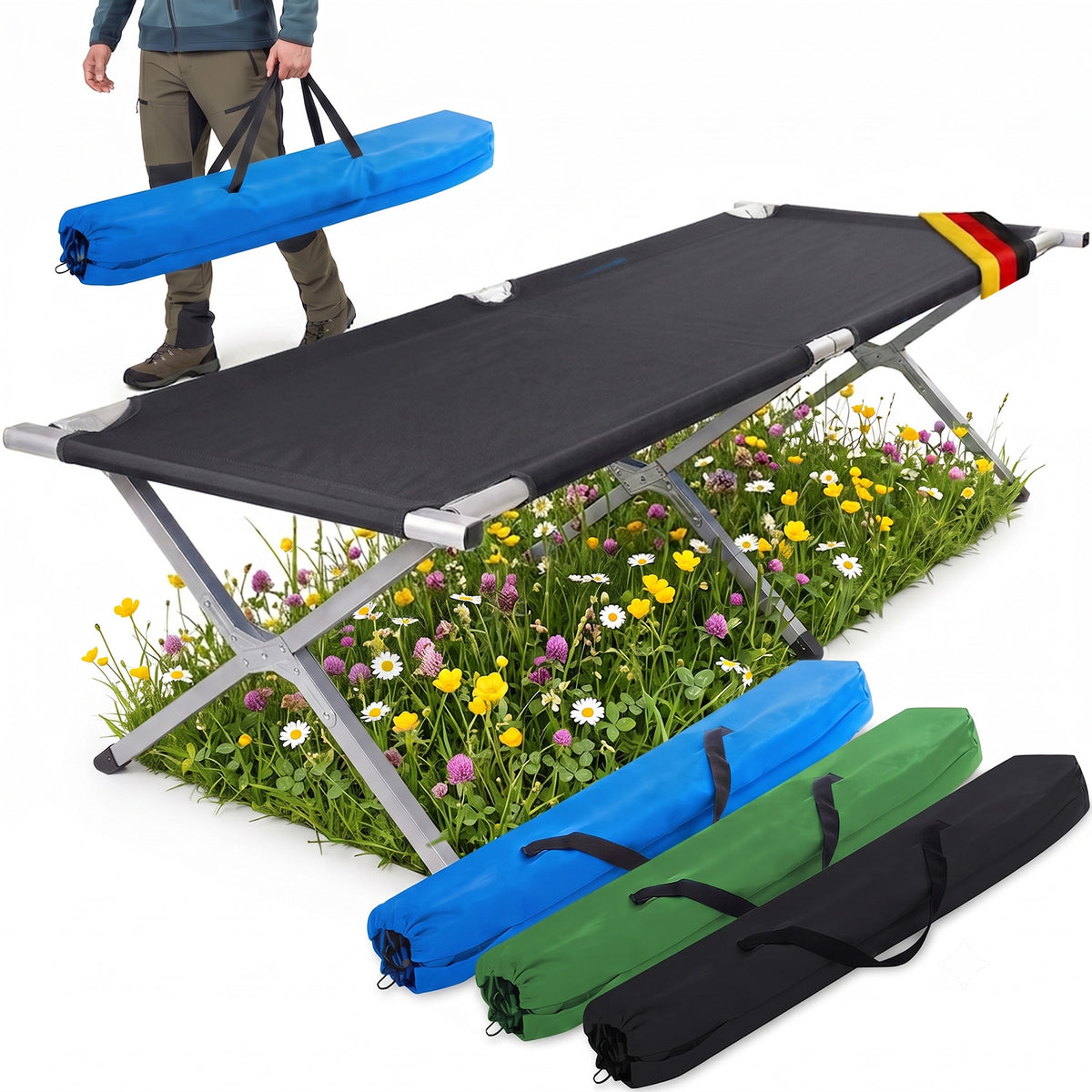 Faltbares Army Feldbett aus Aluminium - Stabiles Campingbett
