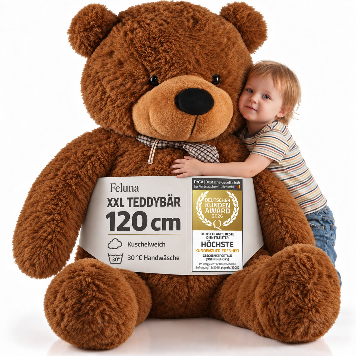 Riesen Teddybär 120 cm XXL – Kuscheliger Plüschbär Hellbraun #Farbe_Dunkelbraun