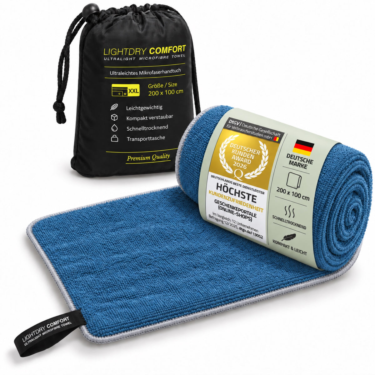 LightDry Mikrofaser-Reisehandtuch Petrol – 200 × 100 cm