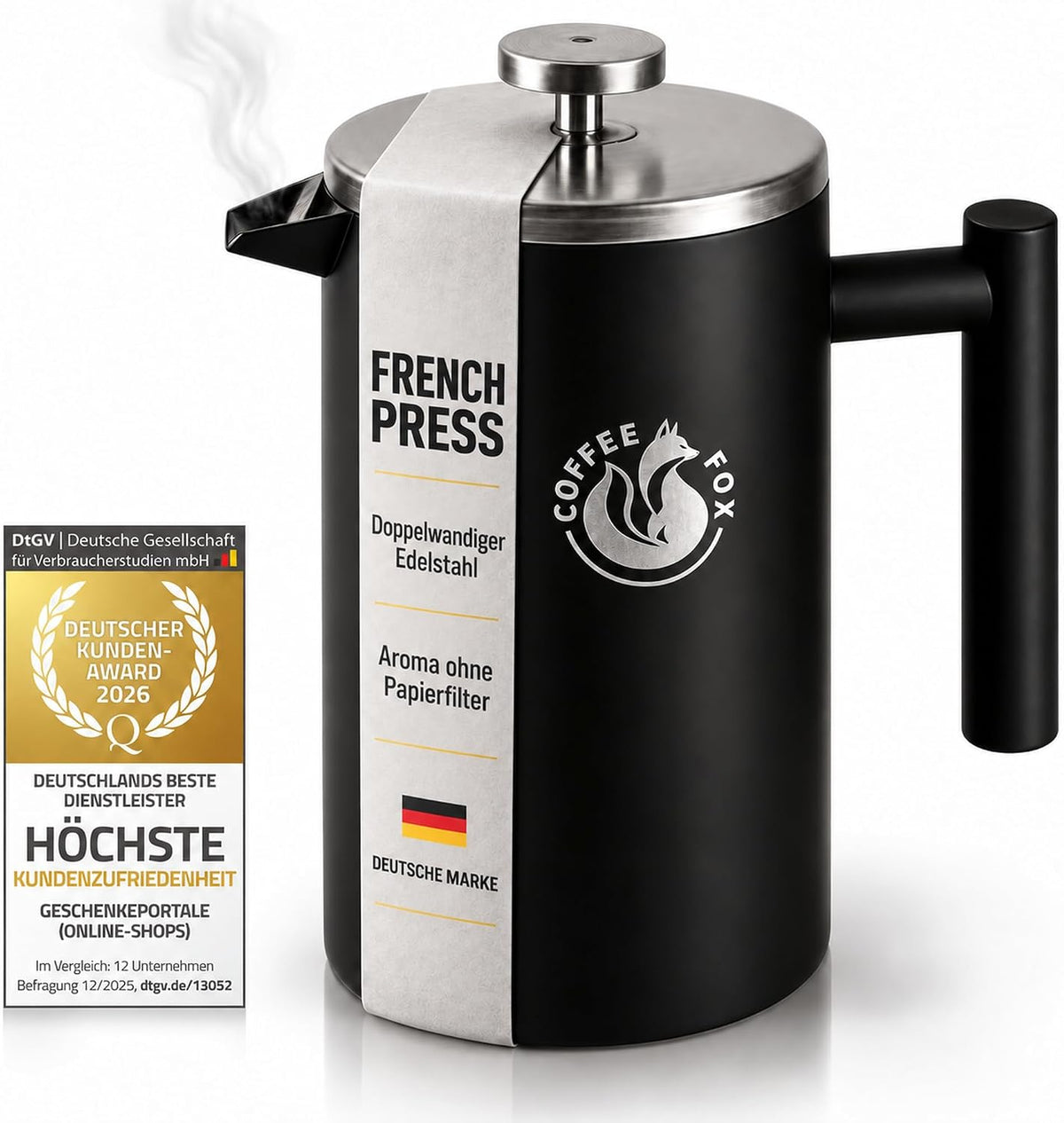 Edelstahl French Press 350ml - Bruchfeste Kaffeebereiter Kanne