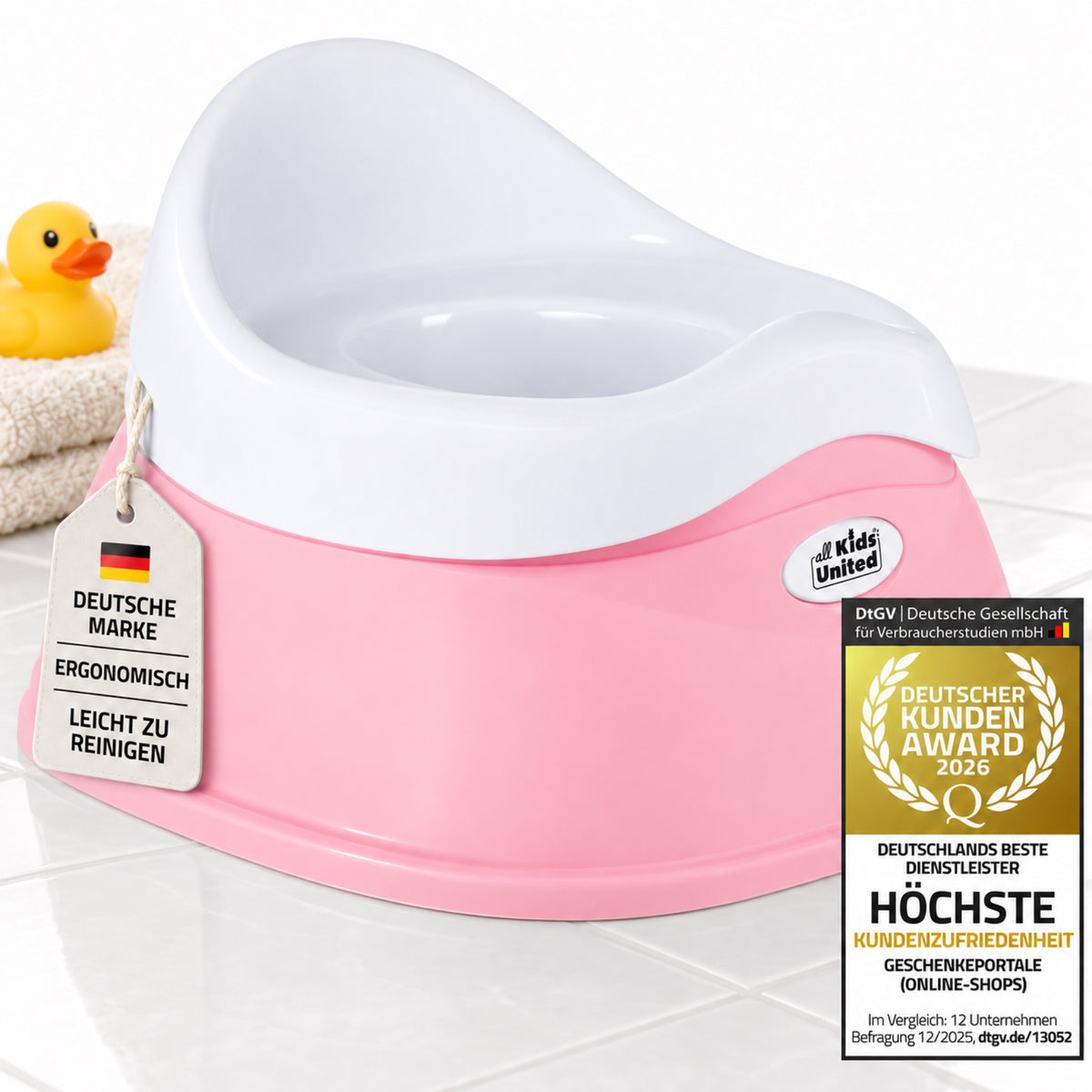 all Kids United Übungstöpfchen Rosa – ergonomische Form, Deutsche Marke und DtGV Kundenzufriedenheitsauszeichnung 2026