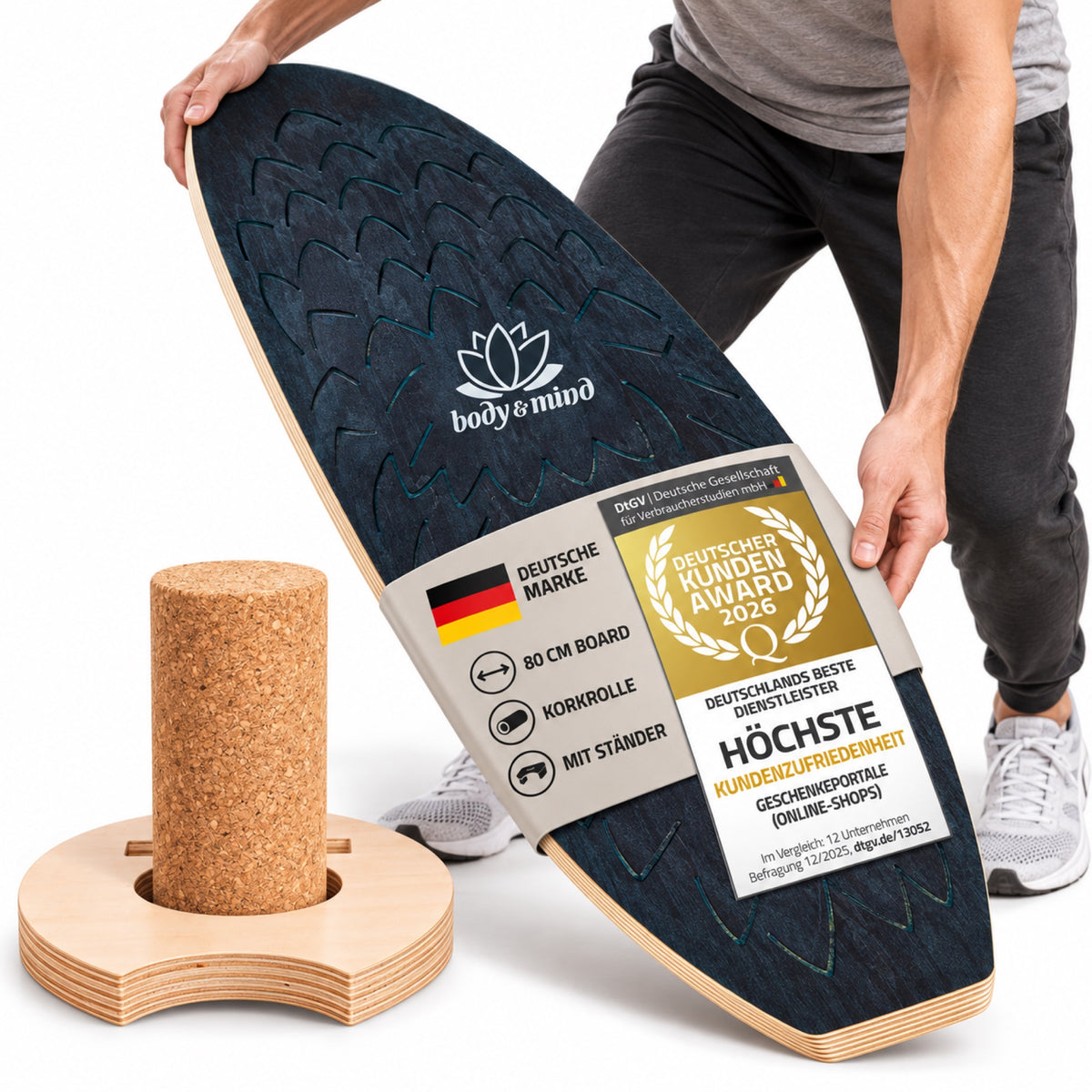 Balance-Board Surfbrett Dark Ocean in der Anwendung #Farbe_Dark Ocean