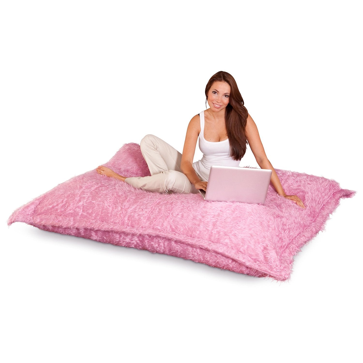 Flokati-pink-Sitzkissen
