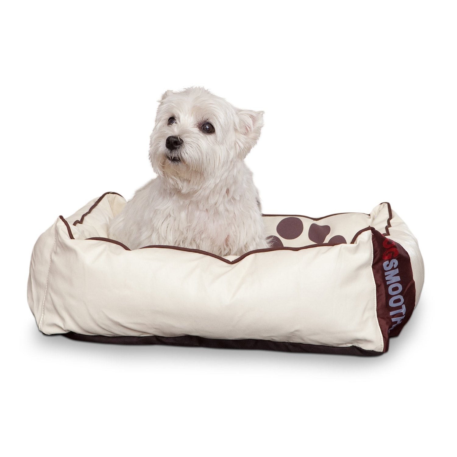 Smoothy-Hundebett-Leder-Beige
