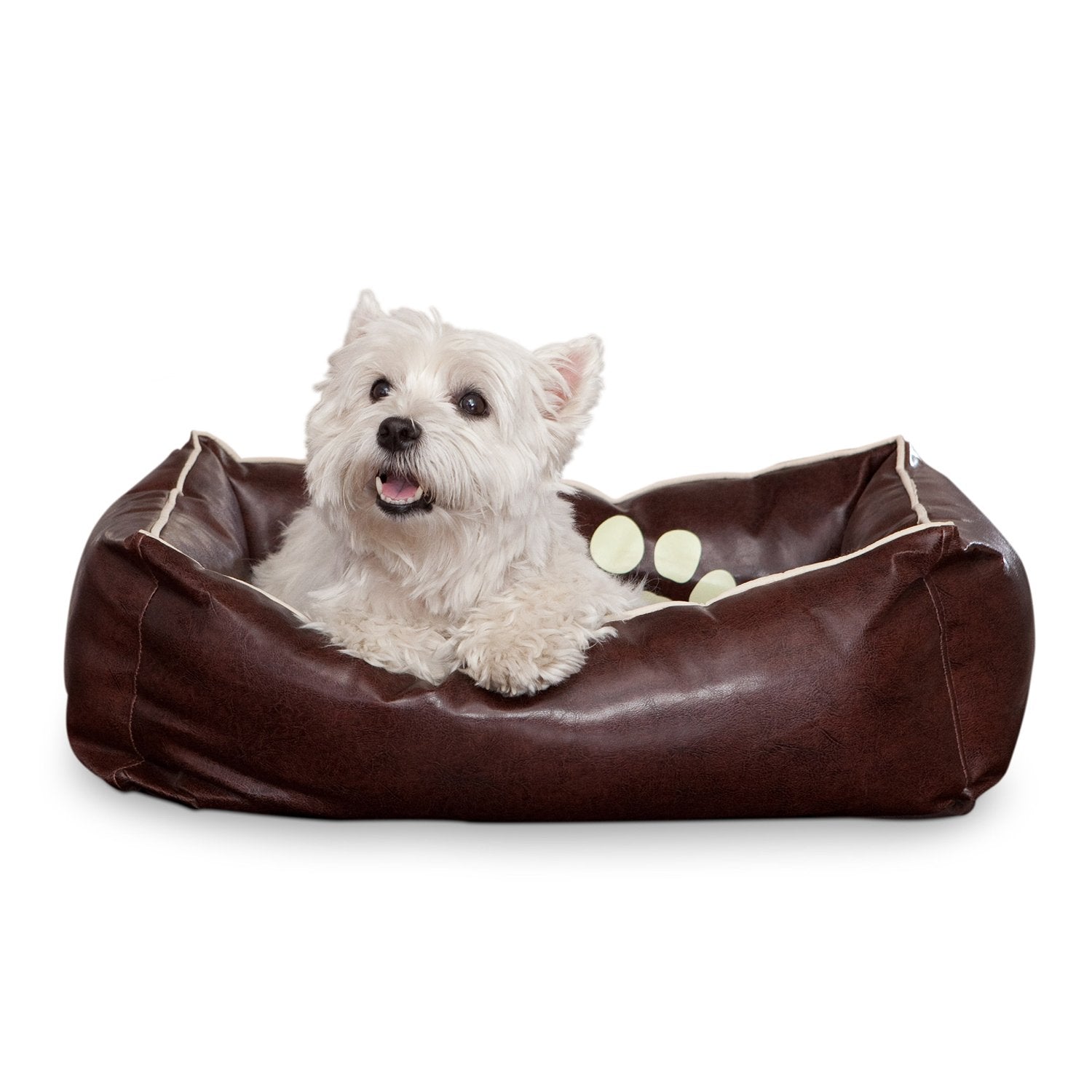 Smoothy-Hundebett-Leder-Braun