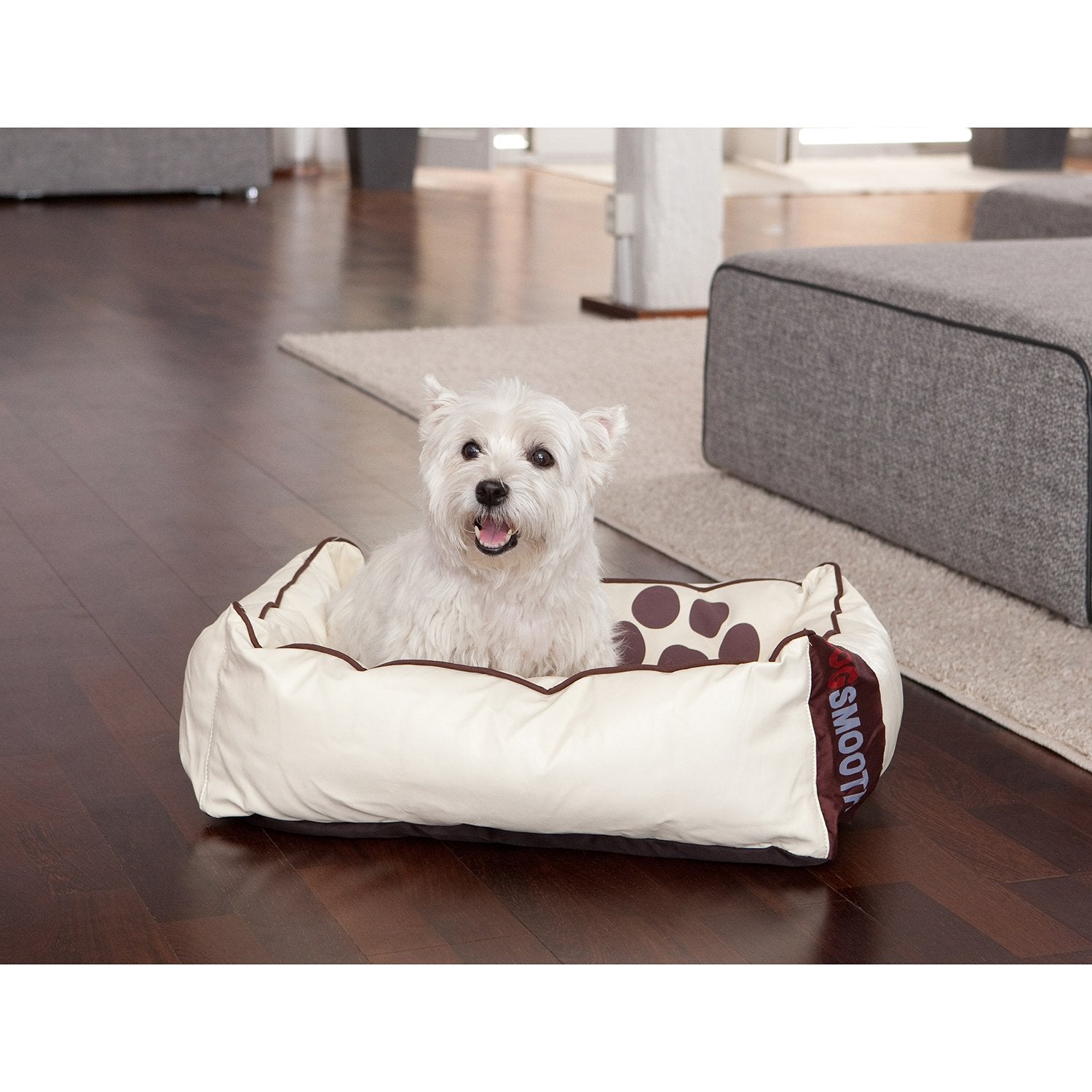 Smoothy-Hundekorb-Leder-Beige