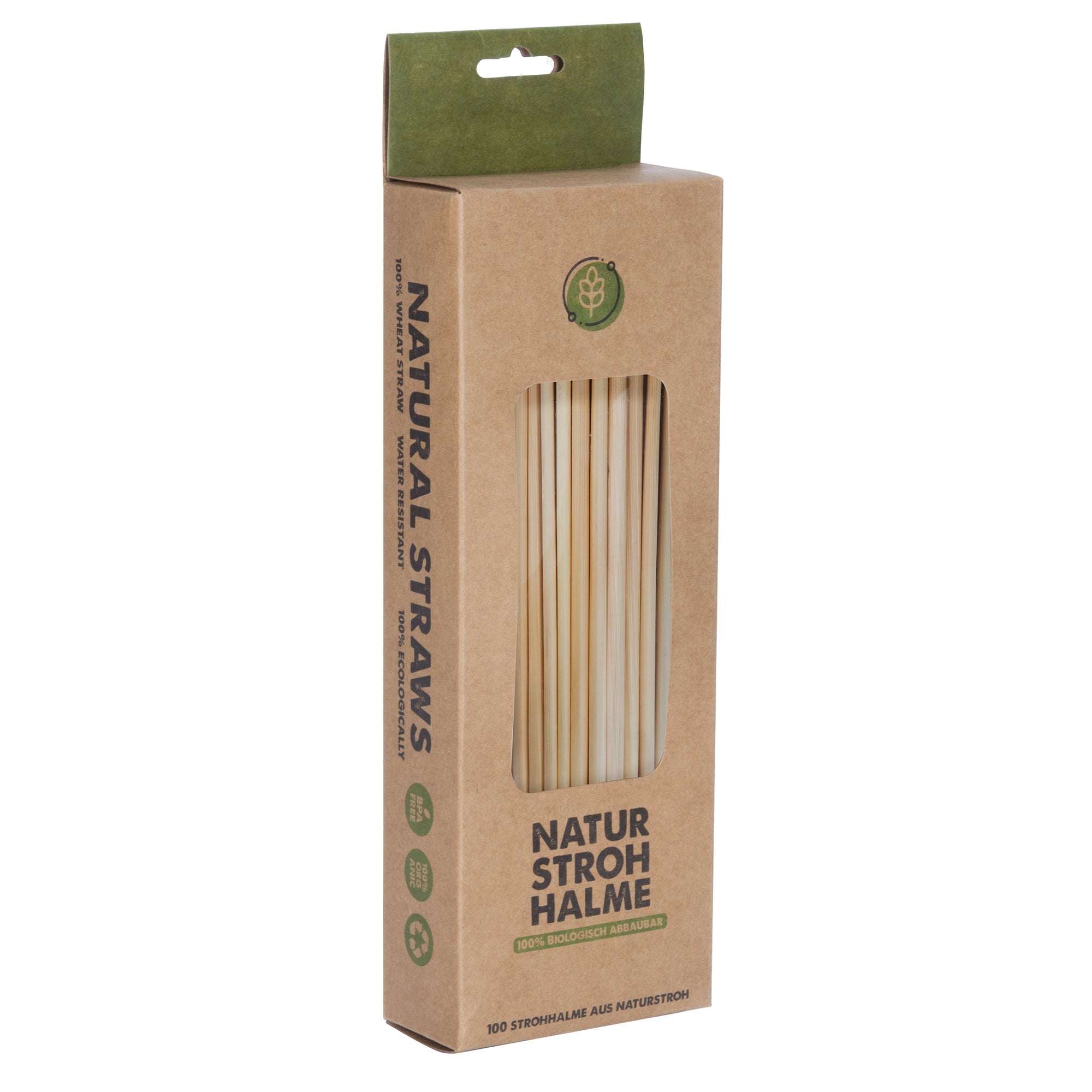 100 Stück Bio Weizenstrohhalme Set biologische Weizen Strohhalme