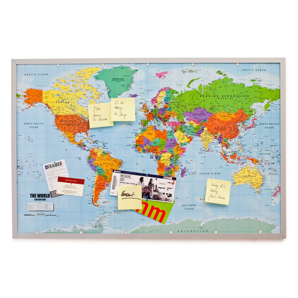 Weltkarte-und-Cork-Memotafel