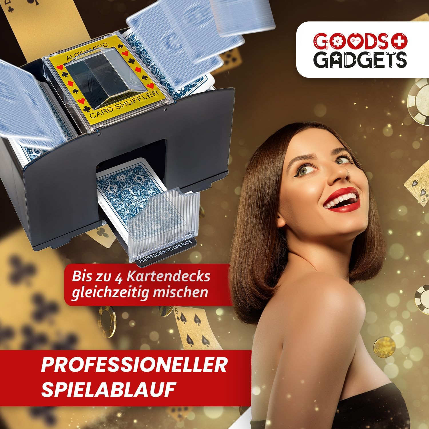 Automatischer Kartenmischer für 2 Decks - Elektrische Mischmaschine