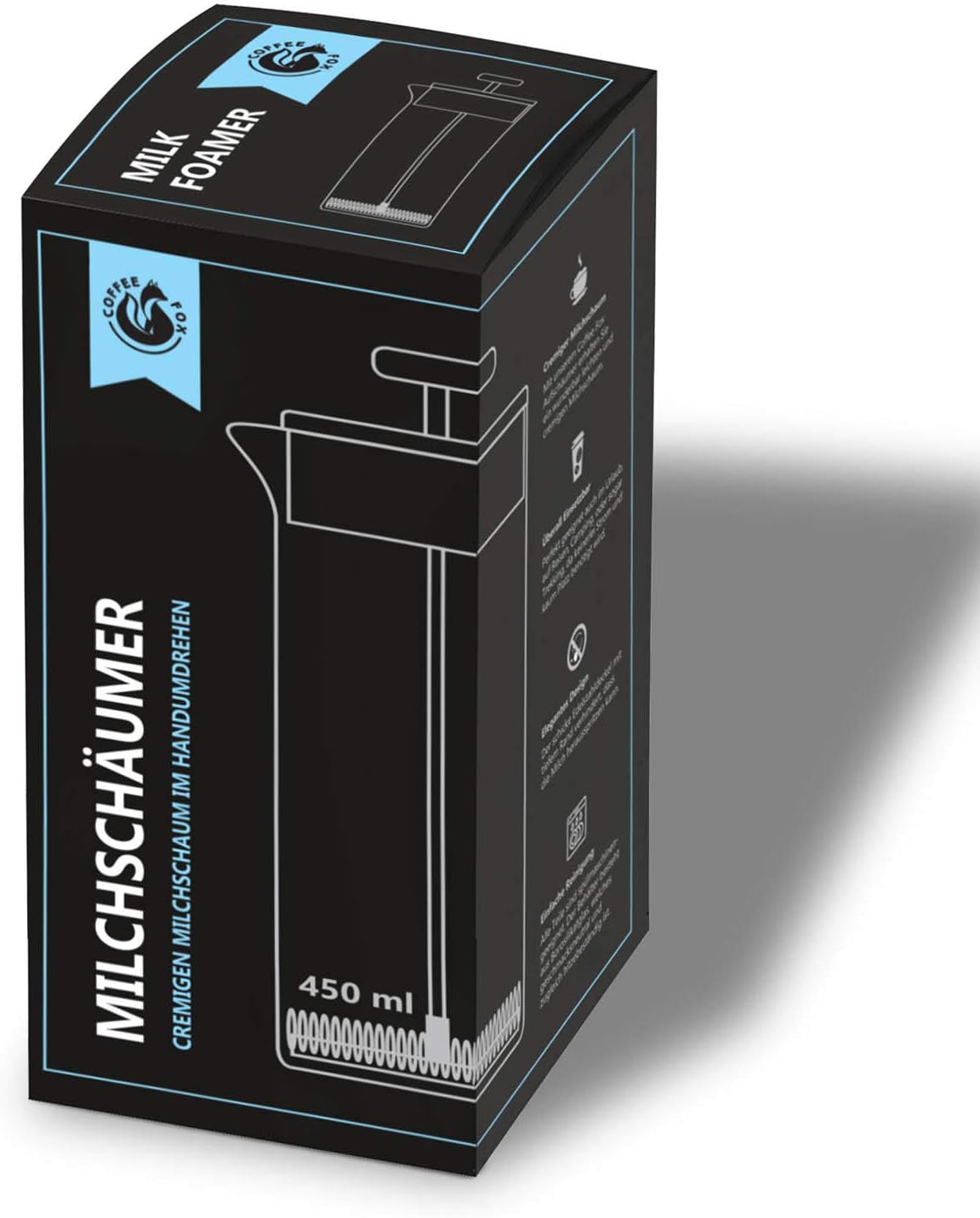 Manueller Milchaufschäumer aus Glas & French Press 450ml