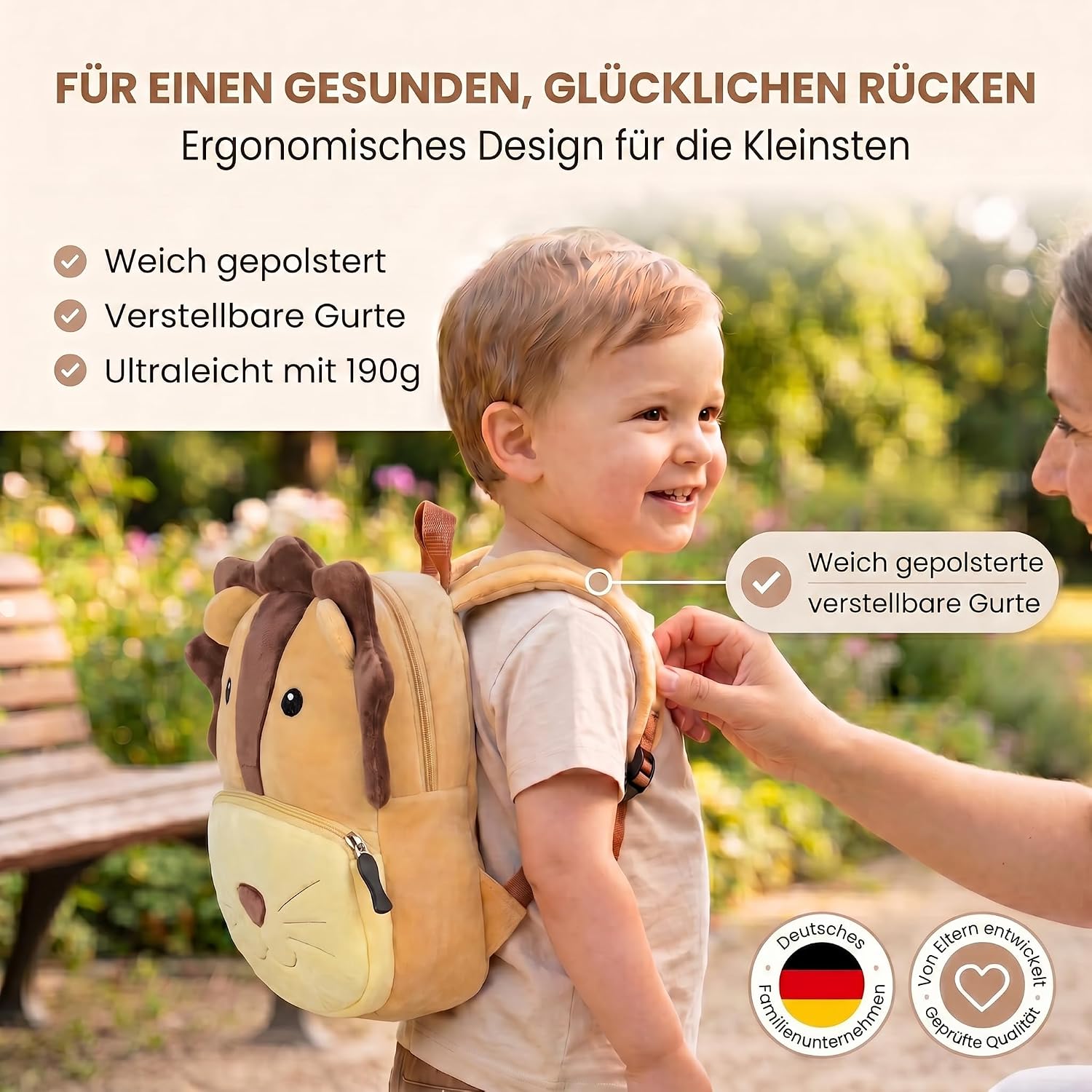Tier-Kinderrucksack mit Sicherheitsleine für Kleinkinder