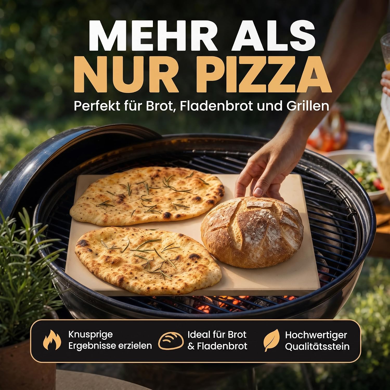 Pizzastein Set 38x30 cm aus Cordierit inkl. Pizzaschieber