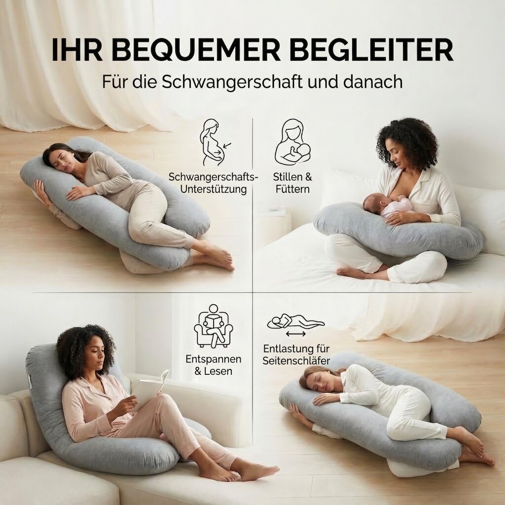 U-Form Schwangerschaftskissen & Seitenschläferkissen Stillkissen