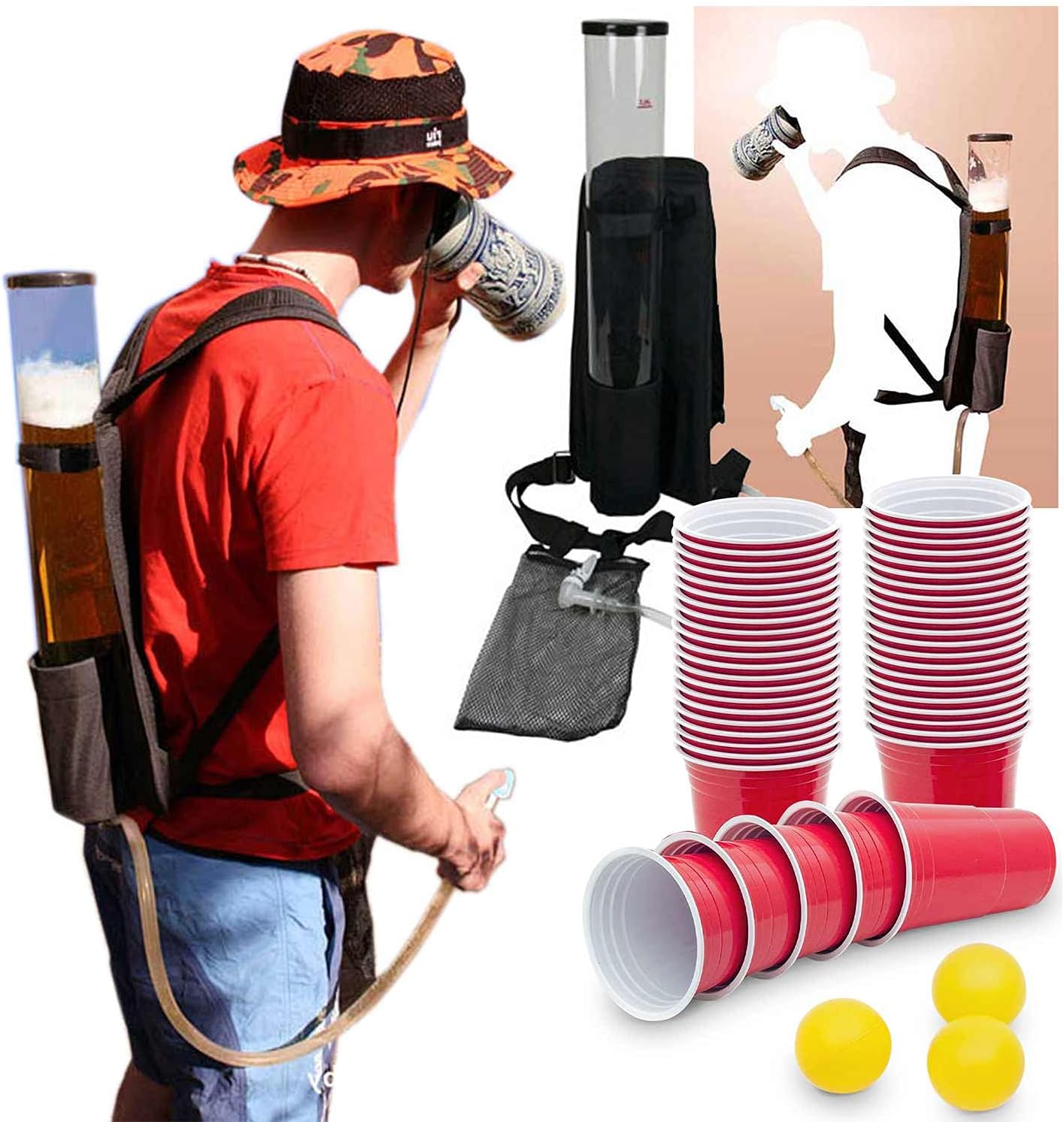 Bier-Rucksack mit Zapfsystem - 3 Liter Getränke-Rucksack für Partys