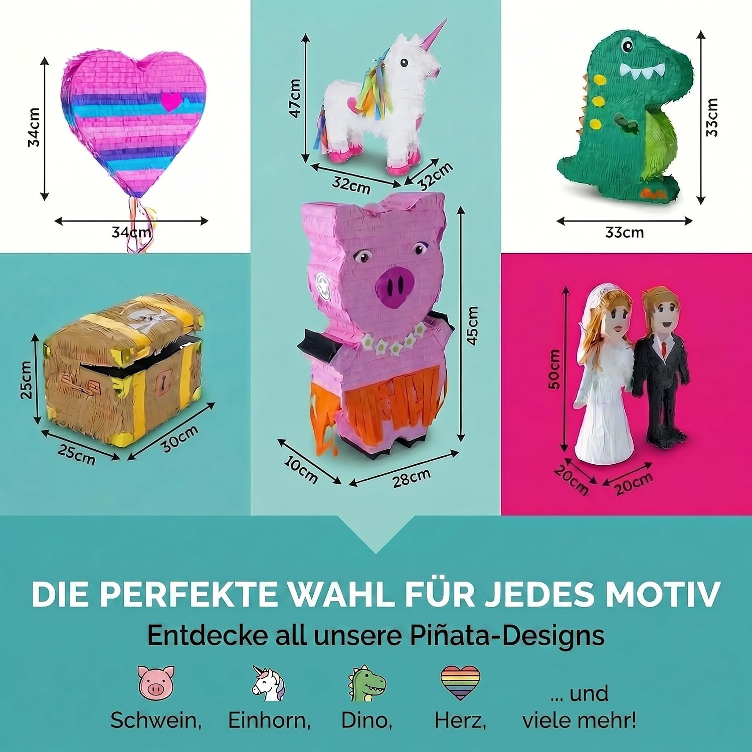 Herz-Pinata zum Befüllen - Party-Deko & Geburtstags-Highlight