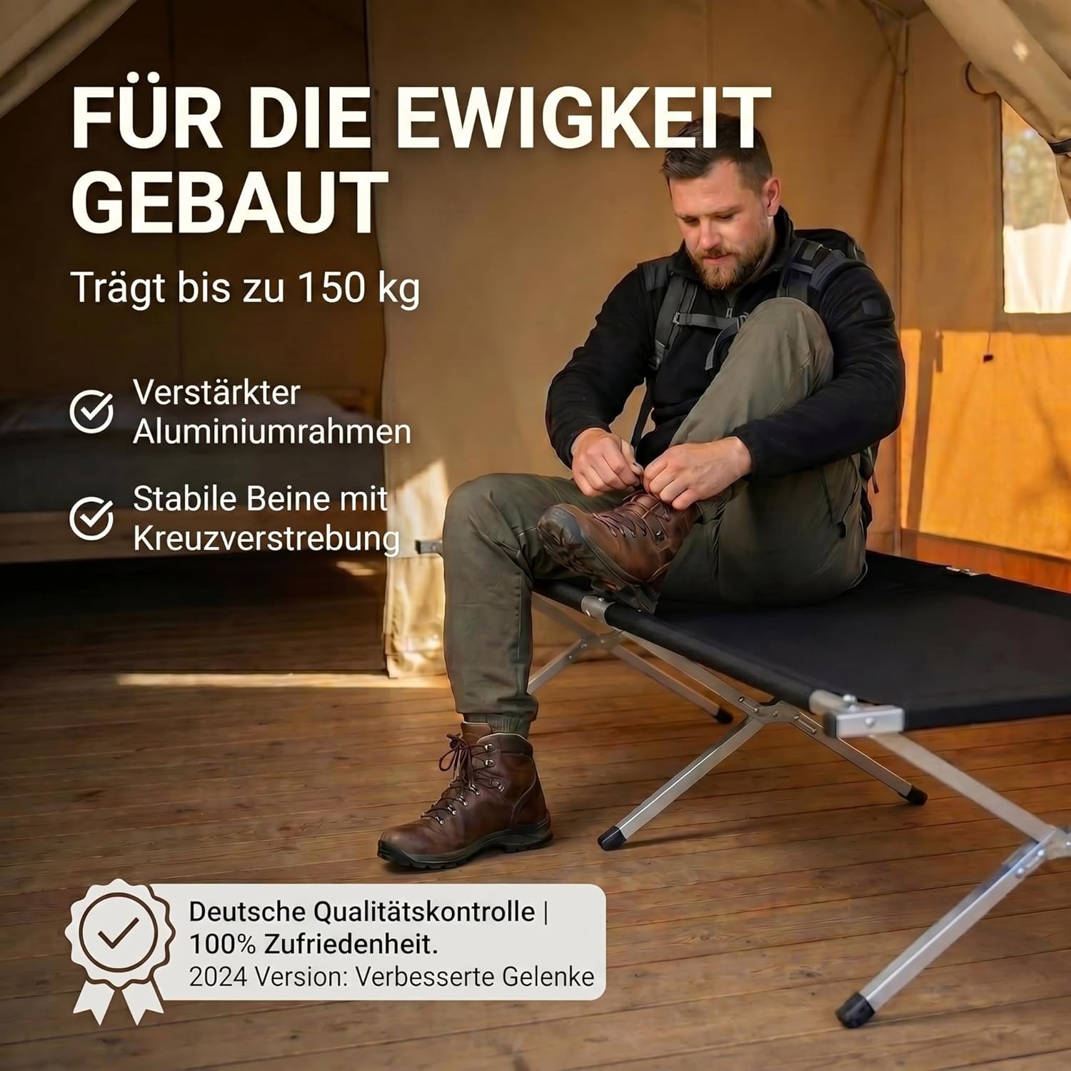 Faltbares Army Feldbett aus Aluminium - Stabiles Campingbett