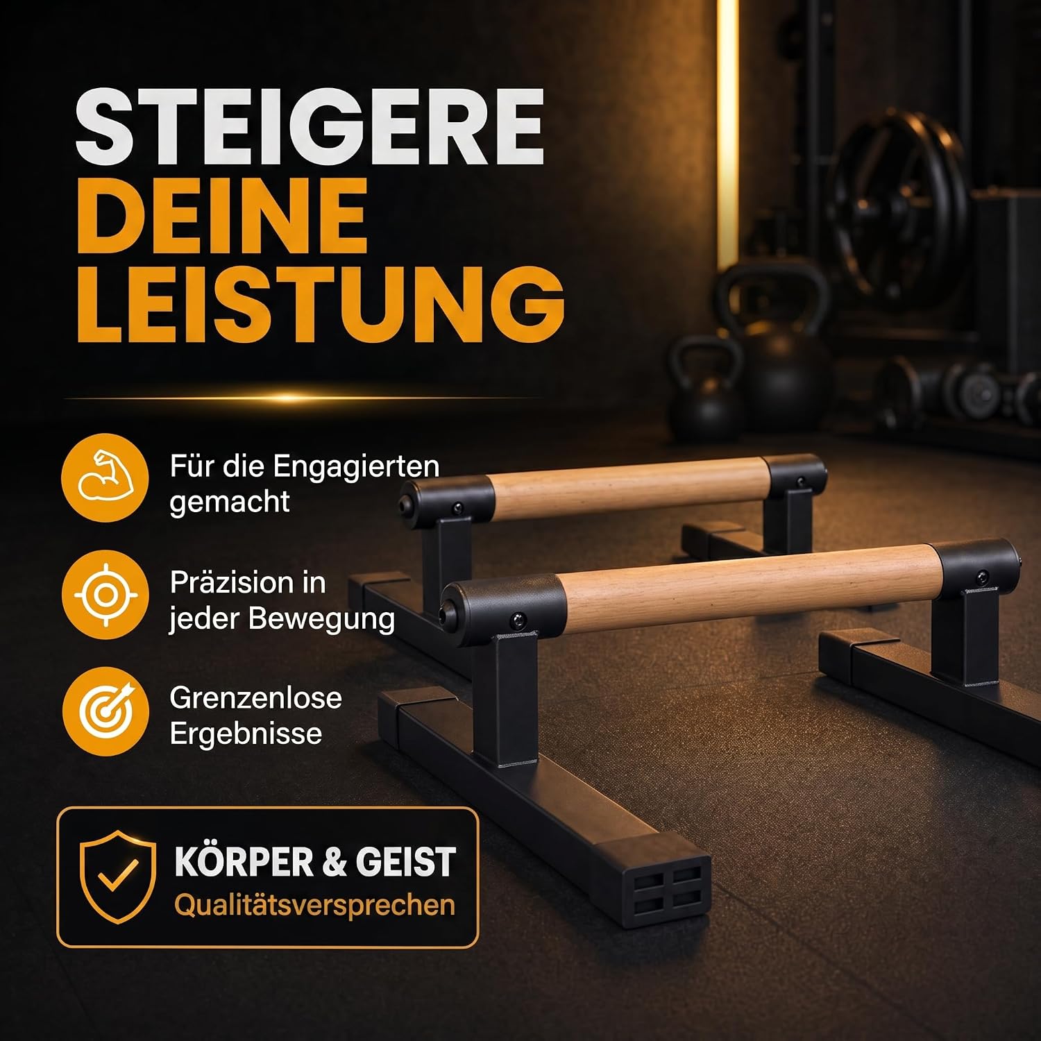 Parallettes Liegestützgriffe - Ergonomische Holzgriffe für Calisthenics