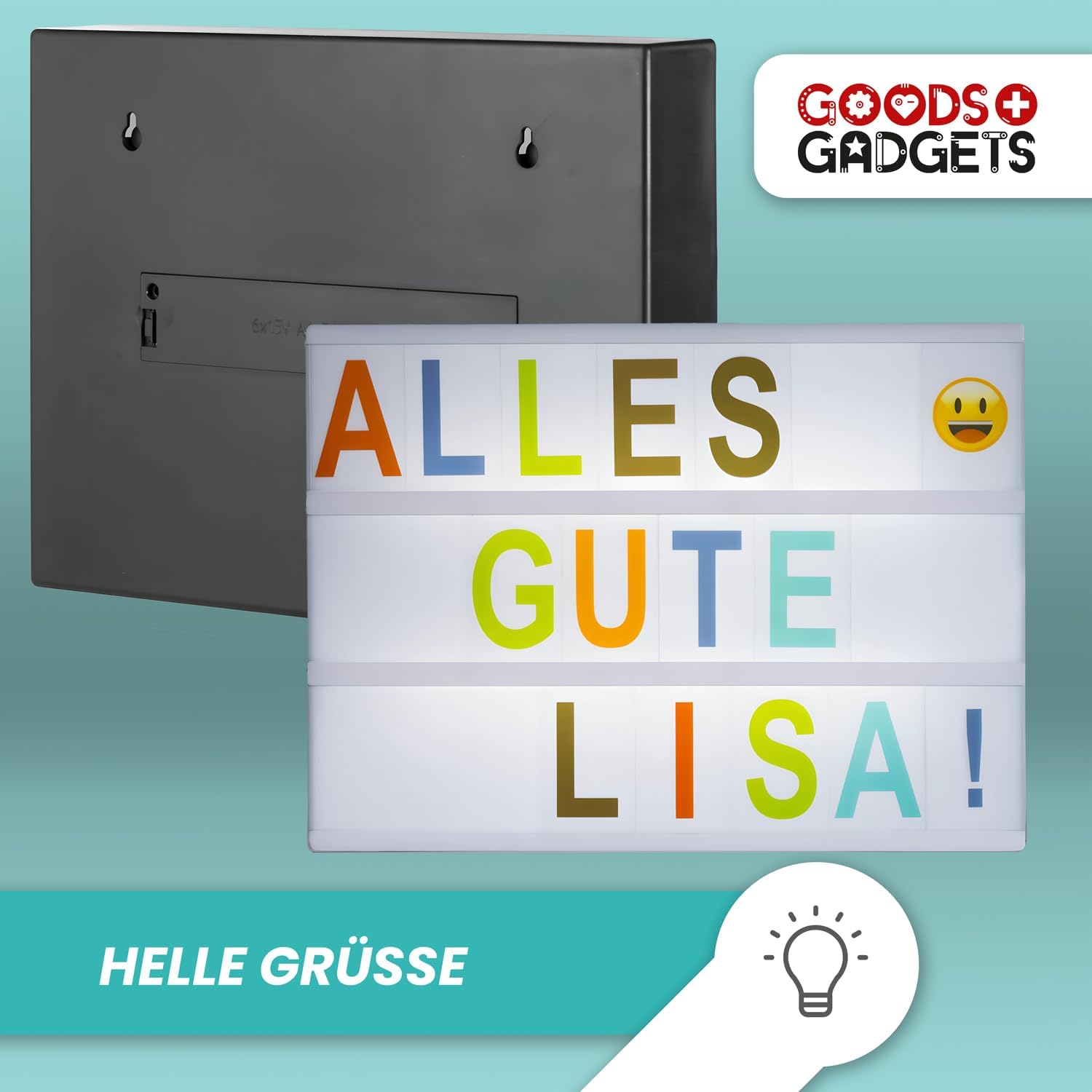 LED Lichtbox A4 – Leuchtkasten mit 204 Buchstaben & Symbolen