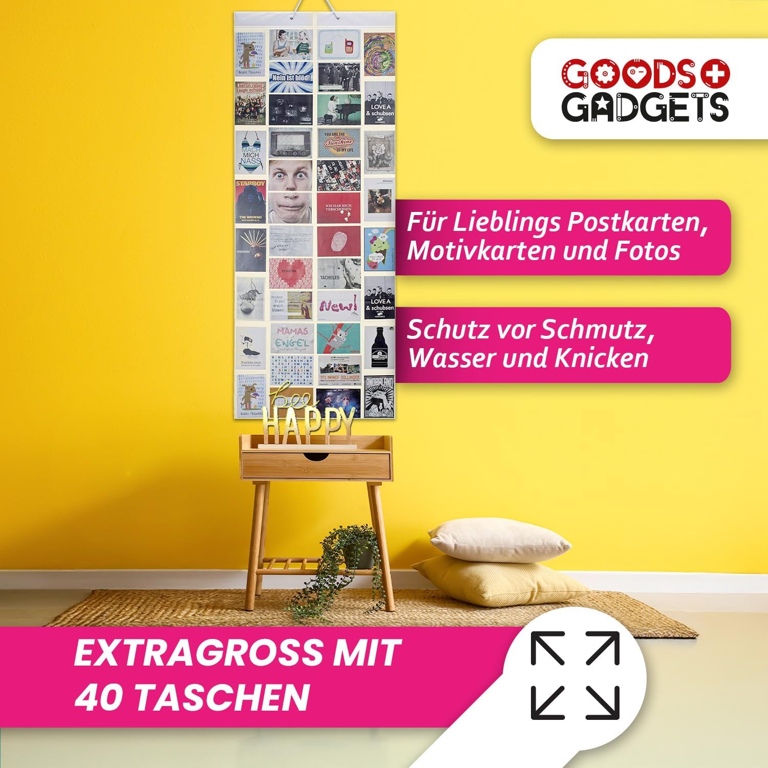 Fotovorhang für 40 Fotos – Transparente Bilderrahmen-Collage 150x55cm