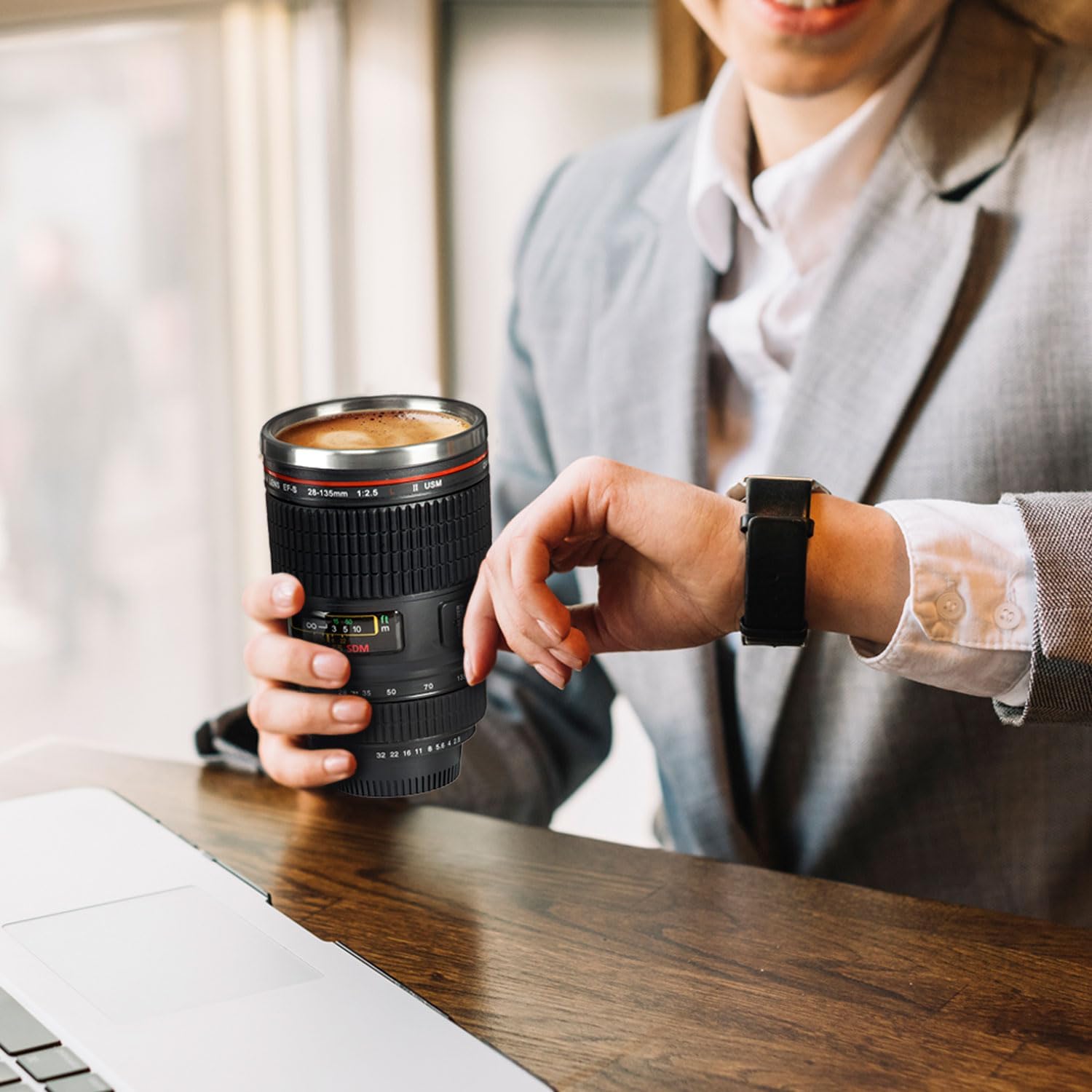 Thermo Tasse Kameraobjektiv Design - 300ml Edelstahl Becher