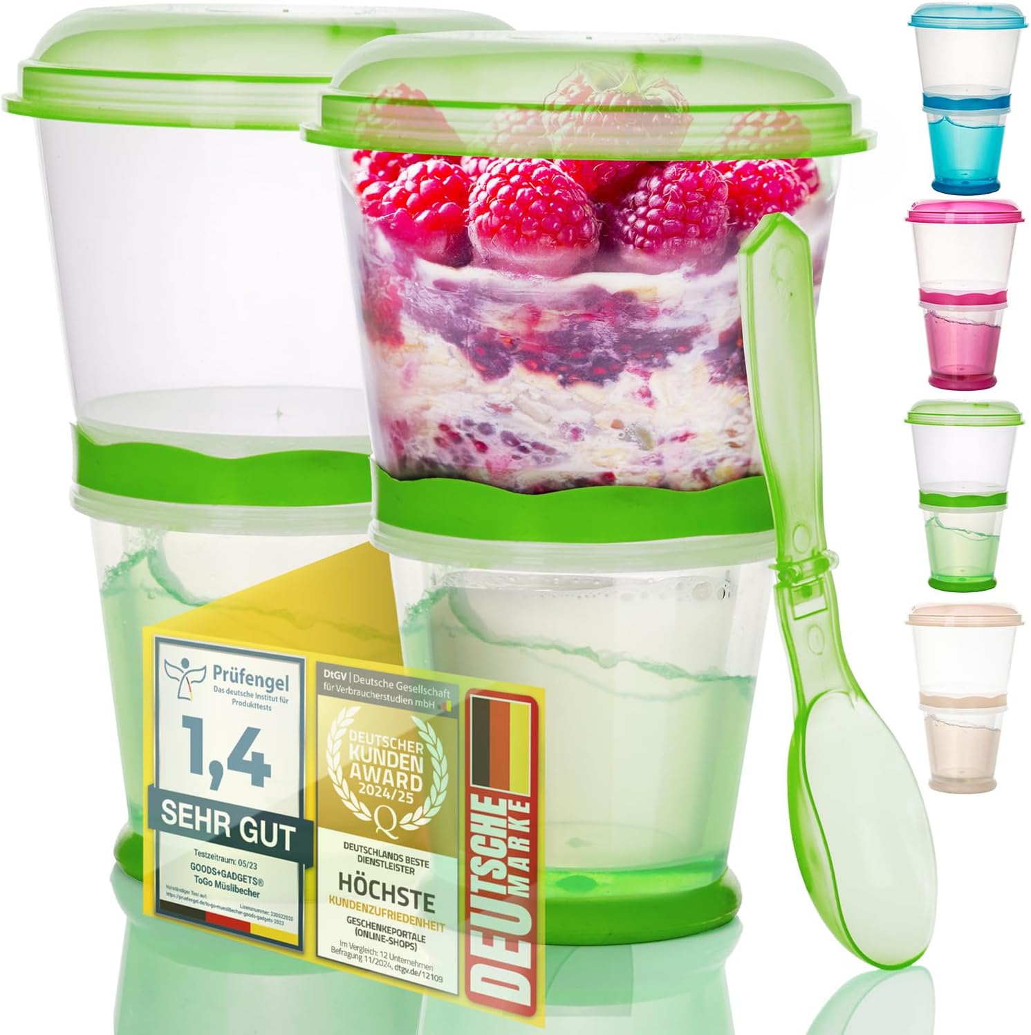 Müsli-to-Go Becher mit Löffel - Dein auslaufsicherer Snack-Begleiter