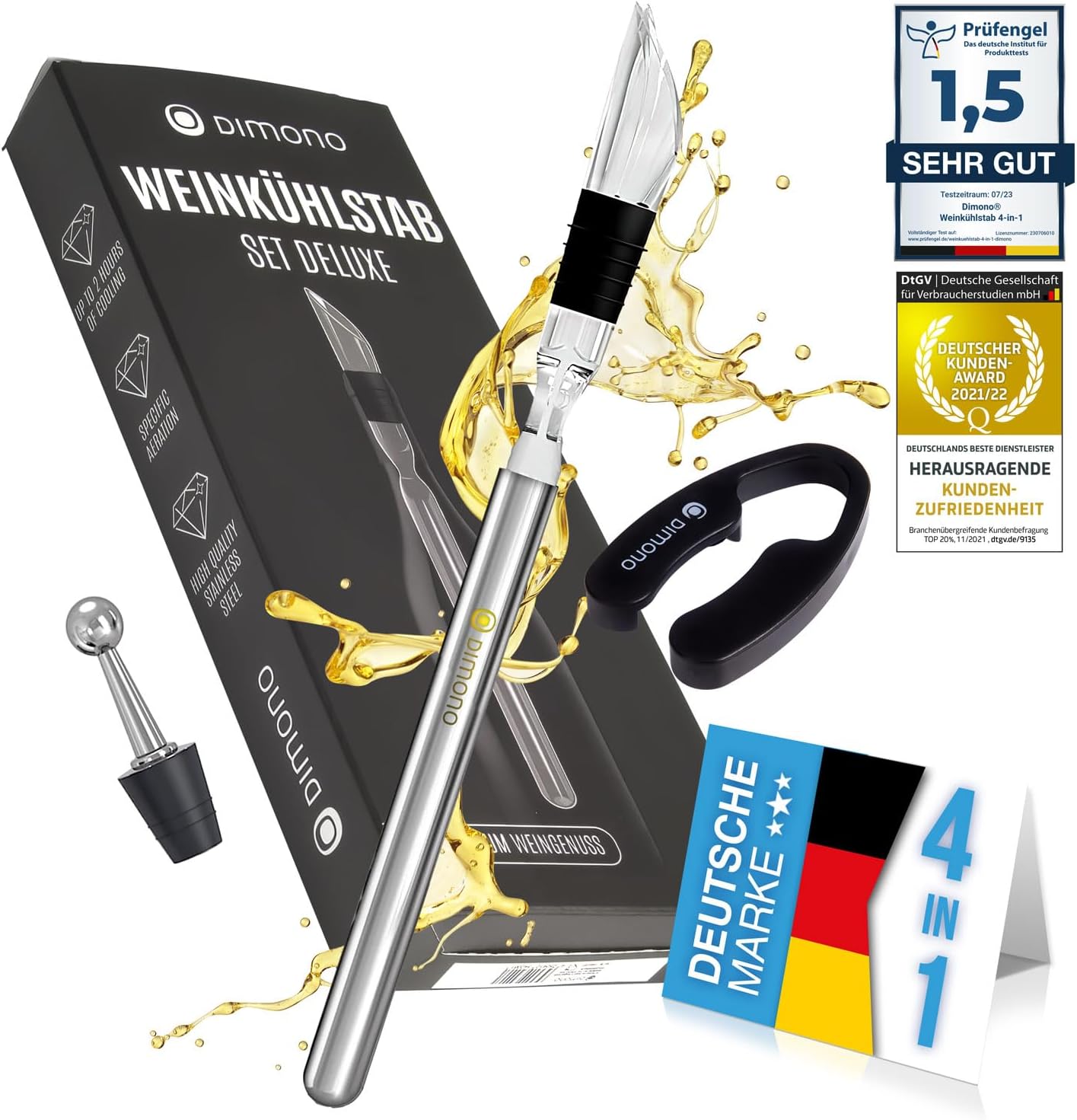Weinkühlstab 3-in-1 Set – Weinkühler mit Belüfter & Ausgießer