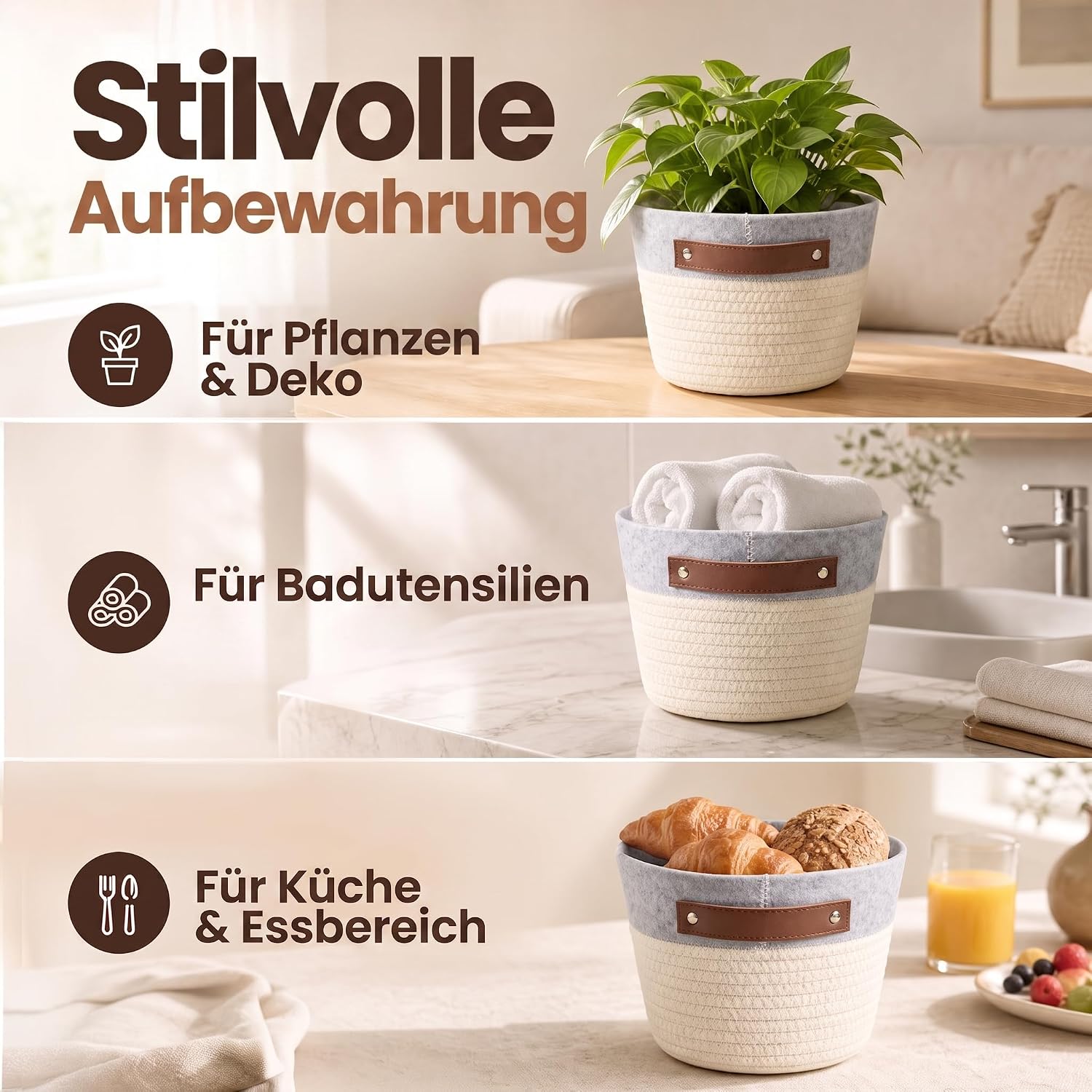 Feluna Bast-Korb - Formstabiler Aufbewahrungs- & Brotkorb