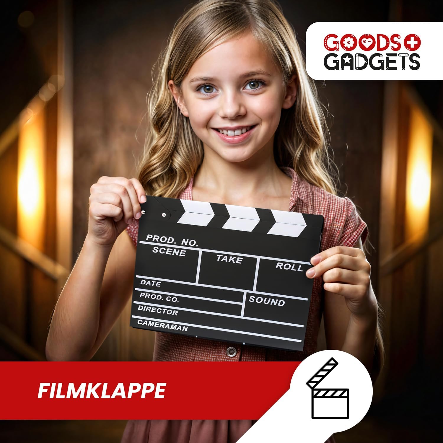 Filmklappe aus Holz - Regieklappe für Filmfans - 30x27 cm