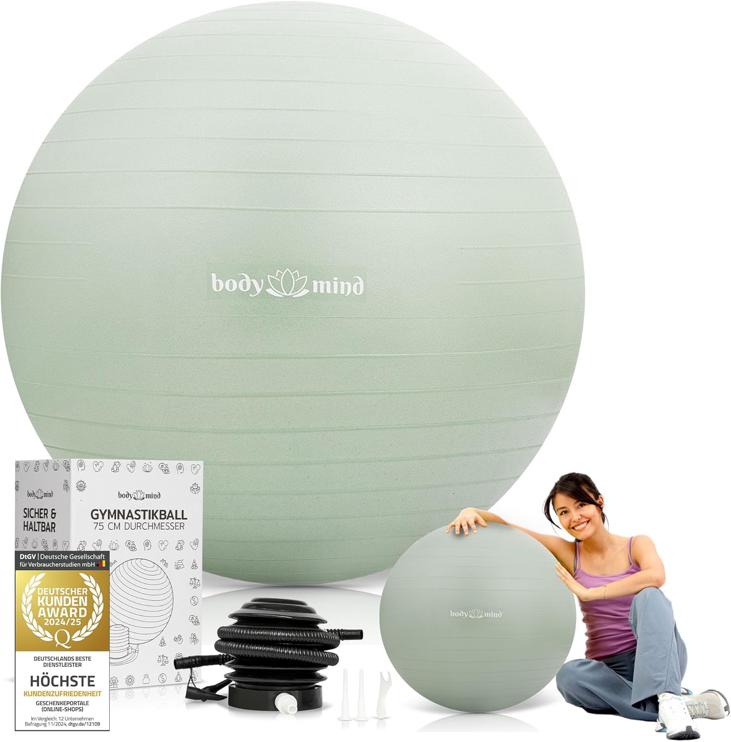 Body & Mind Gymnastikball mit Pumpe - Anti-Burst Pilates & Sitzball
