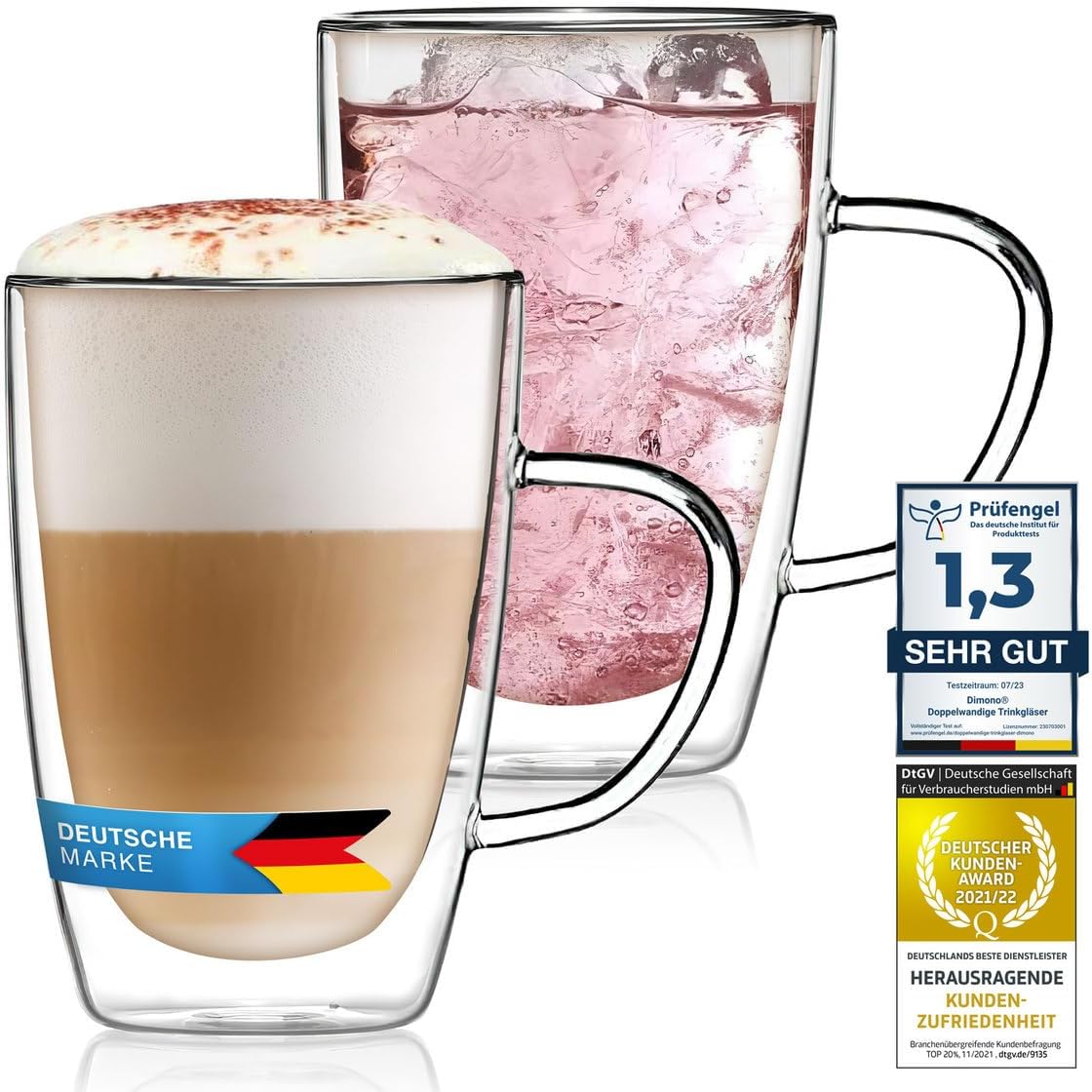Doppelwandige Thermo-Tasse aus Glas 300ml - Hitzebeständig