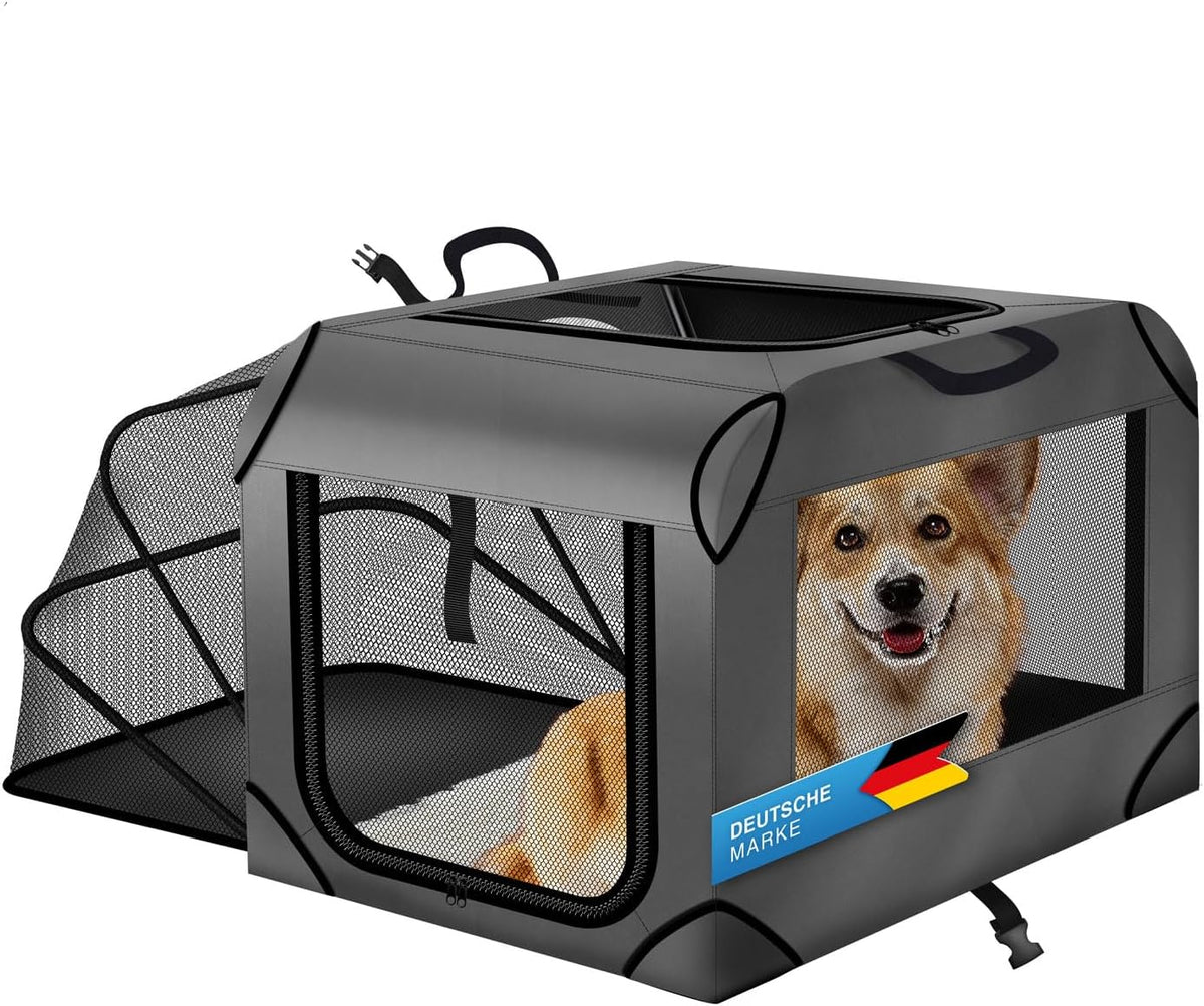 Hundetransportbox & Laufstall Kombi - Faltbare Auto-Hundebox