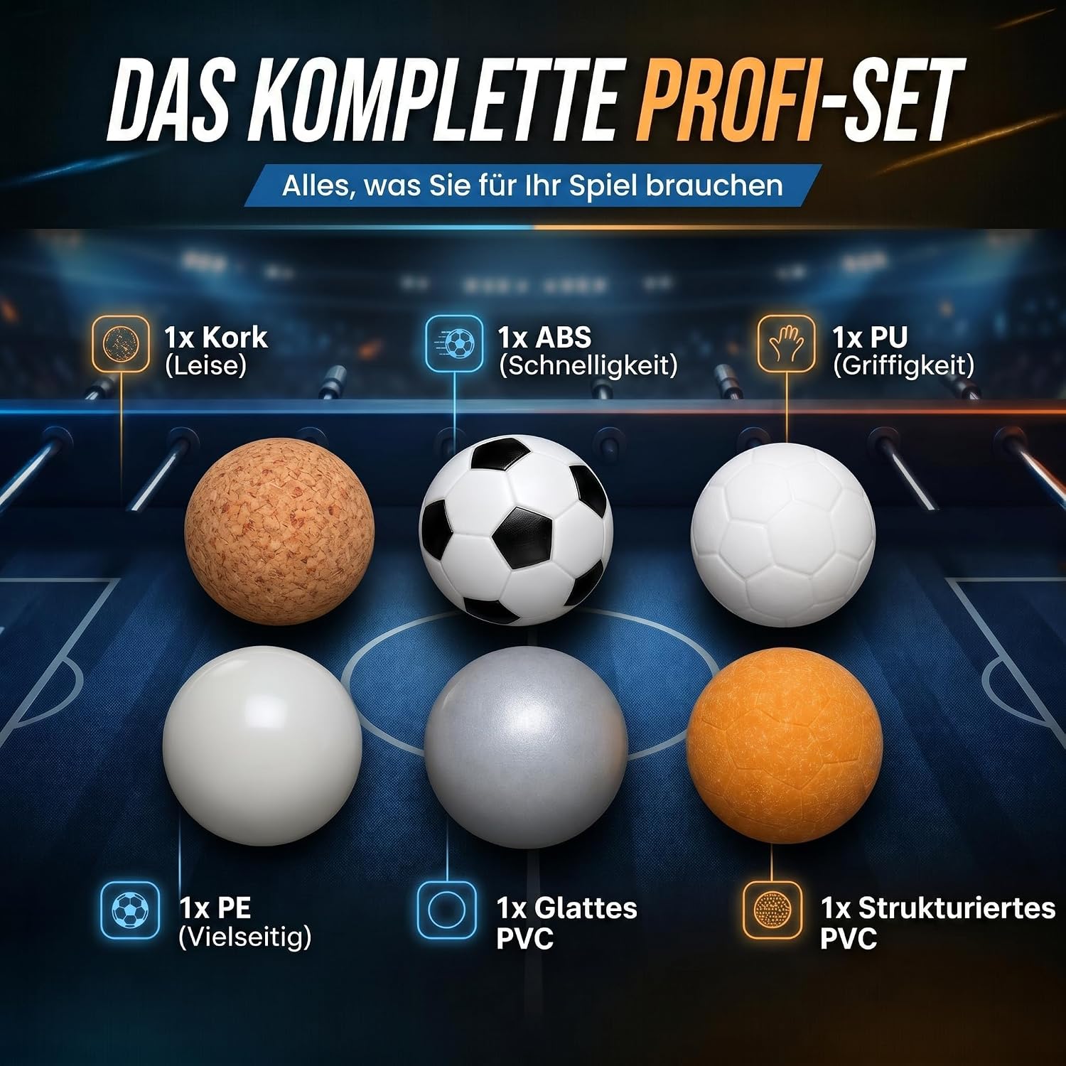 12er Set Profi Kickerbälle - 35mm Tischfußball-Bälle für Kickertische