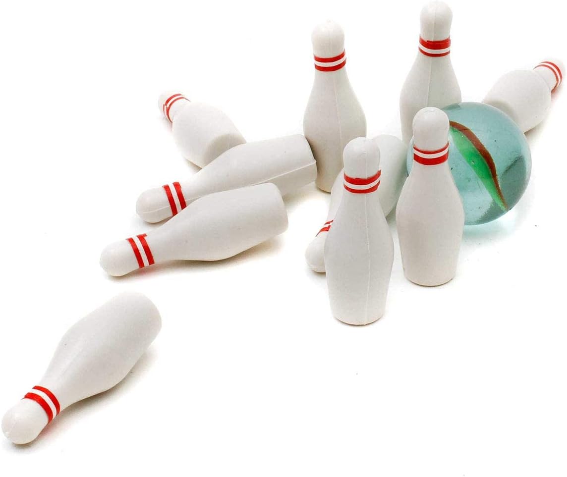 Mini Bowling Set für den Schreibtisch - Kompaktes Holz-Kegelspiel