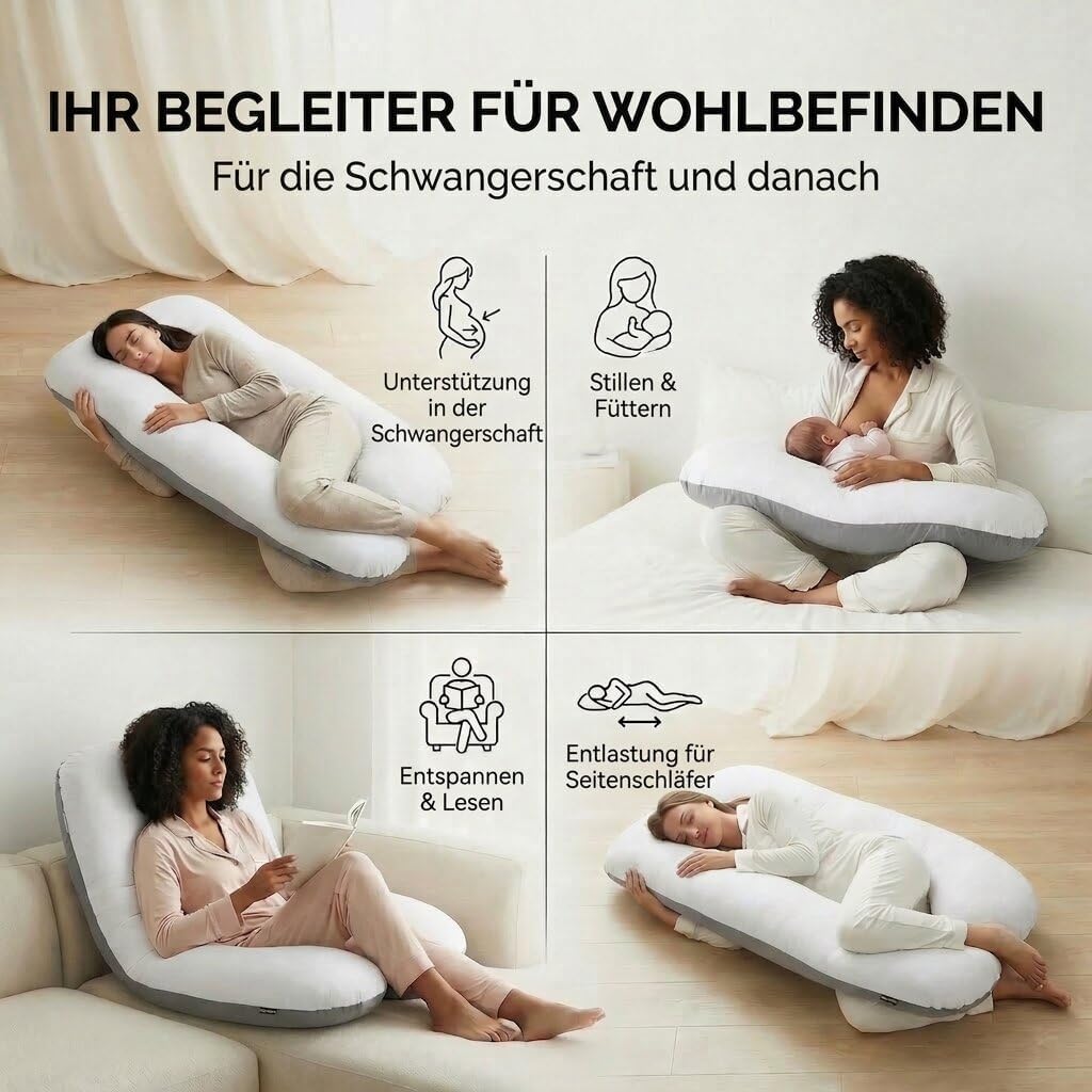 U-Form Schwangerschaftskissen & Seitenschläferkissen Stillkissen