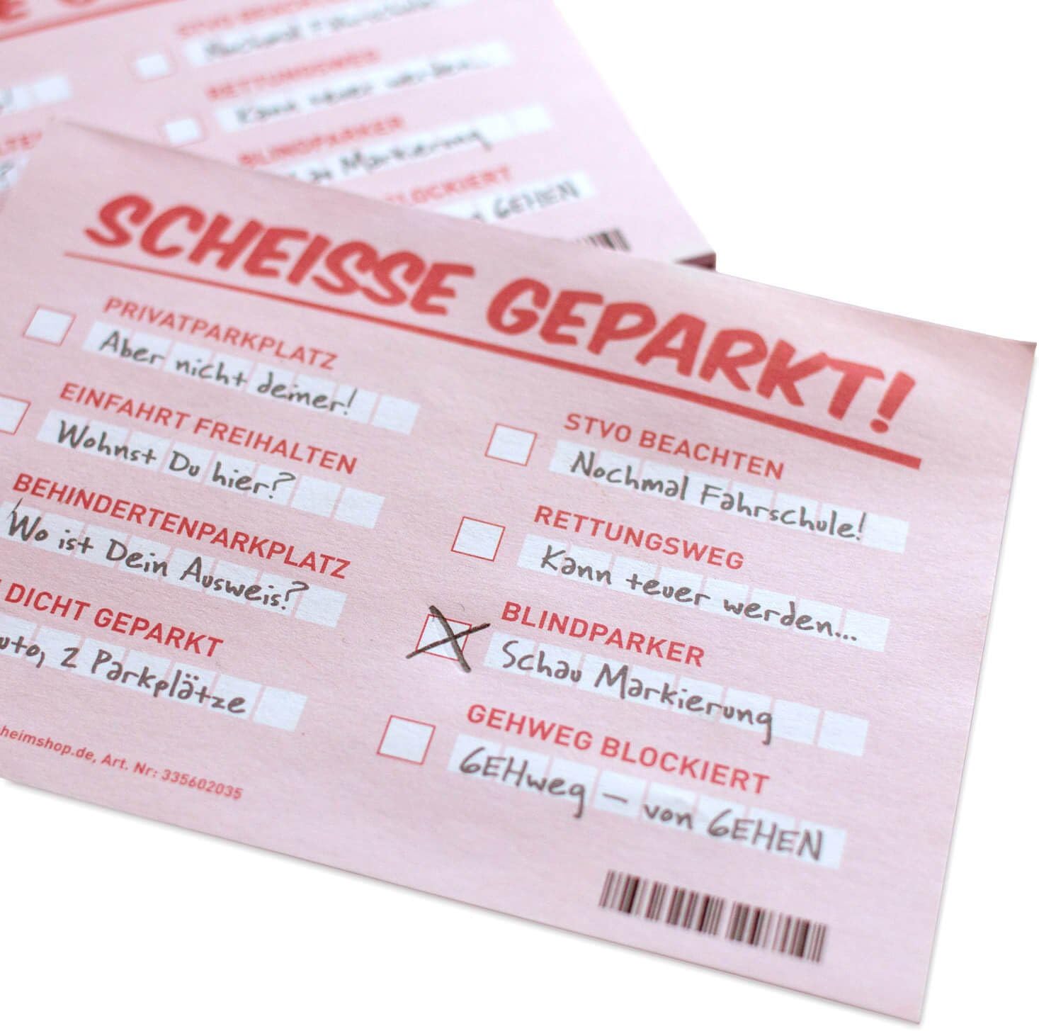 Fake Strafzettel - Scheiße geparkt Notizzettel für Falschparker