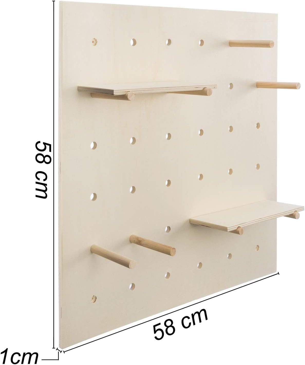 Holz Wandregal Pegboard – Flexibles Stecktafel System 58x58cm